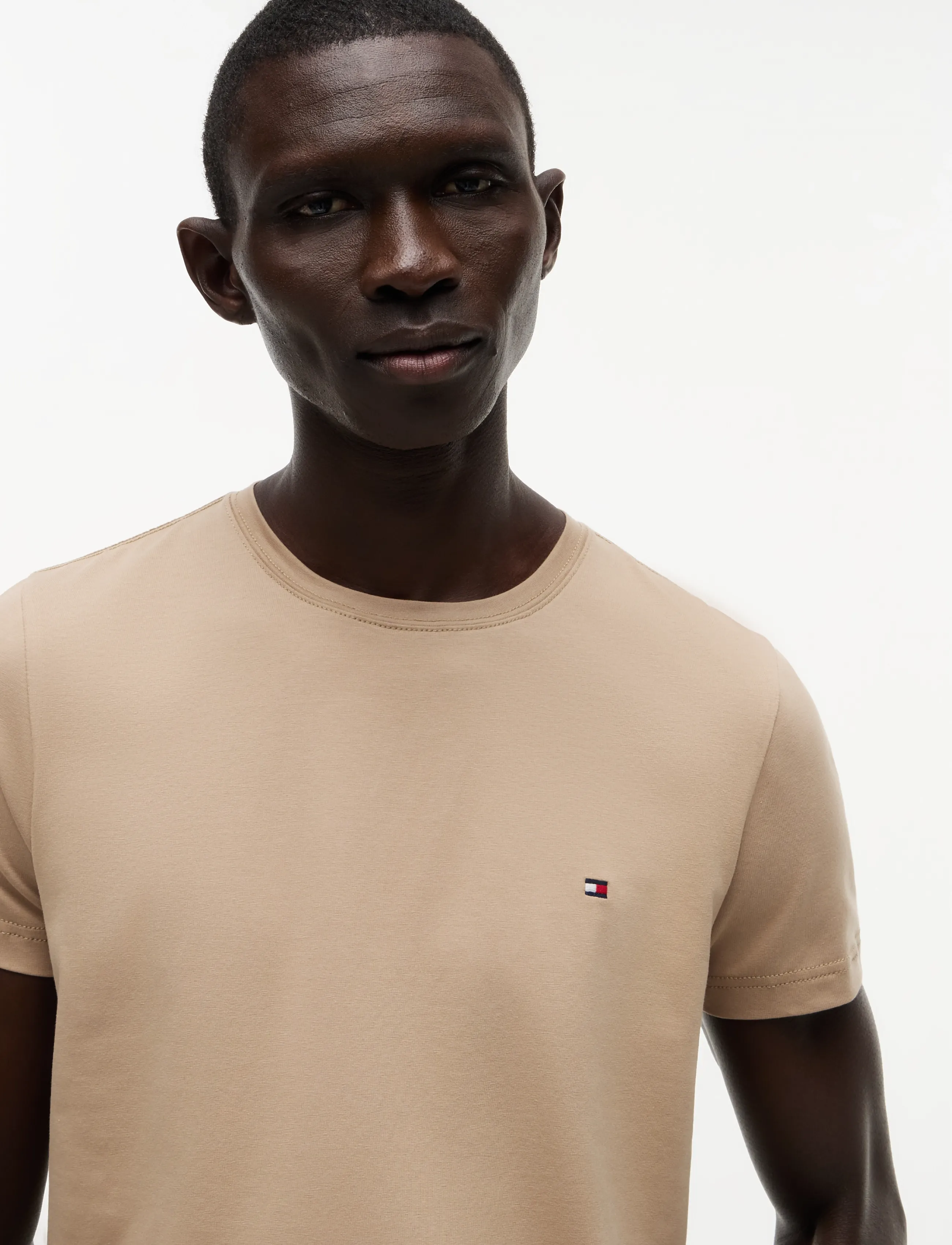 Tommy Hilfiger - STRETCH SLIM FIT TEE - kurzärmelige t-shirts - batique khaki - 3