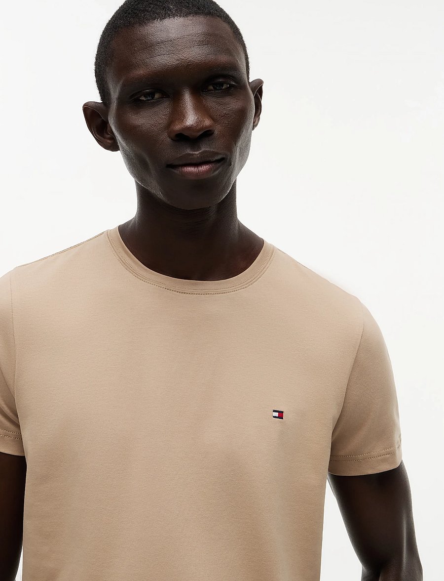 Tommy Hilfiger - STRETCH SLIM FIT TEE - kurzärmelige t-shirts - batique khaki - 3