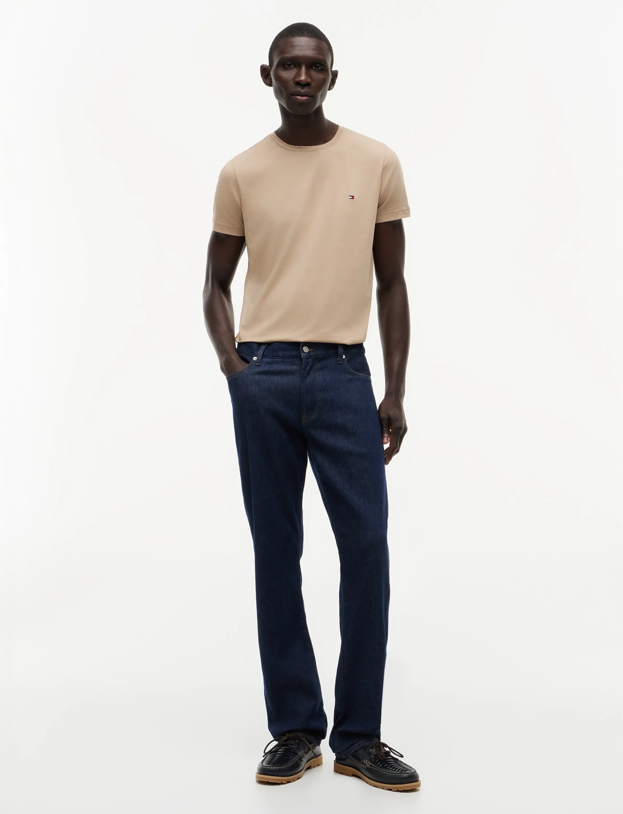 Tommy Hilfiger - STRETCH SLIM FIT TEE - kurzärmelige t-shirts - batique khaki - 4