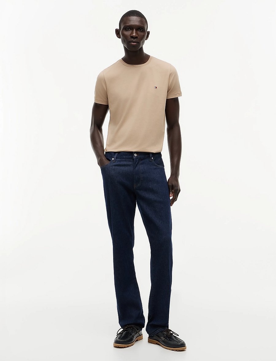 Tommy Hilfiger - STRETCH SLIM FIT TEE - kurzärmelige t-shirts - batique khaki - 4