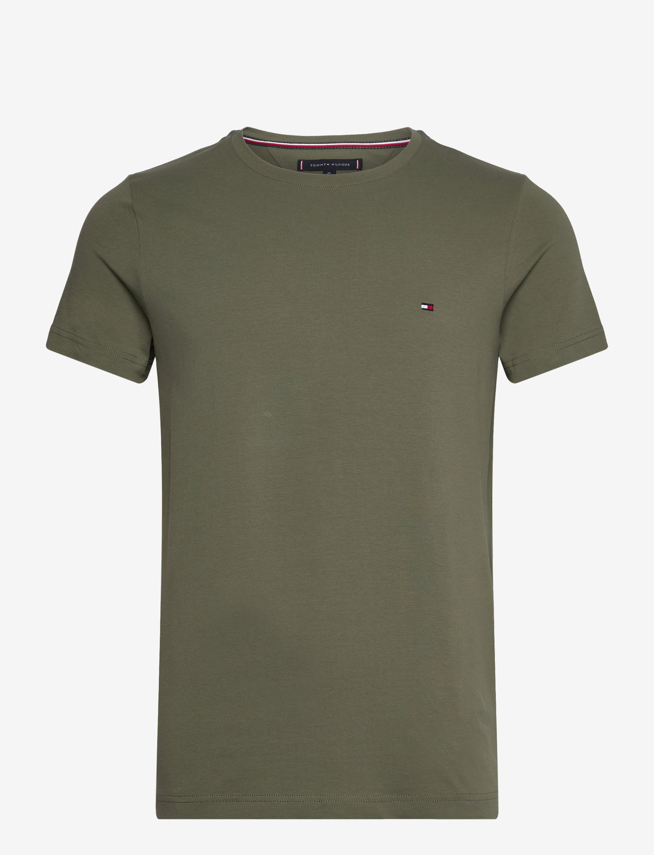 Tommy Hilfiger - STRETCH SLIM FIT TEE - kortærmede t-shirts - battle green - 0