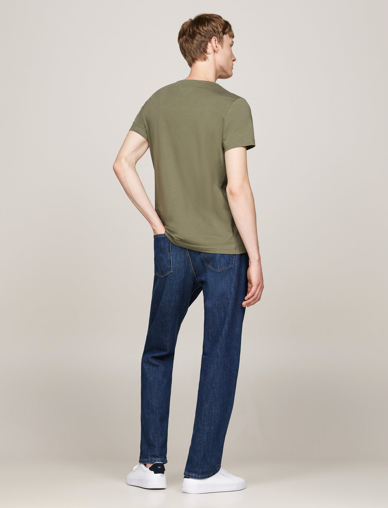 Tommy Hilfiger - STRETCH SLIM FIT TEE - kortærmede t-shirts - battle green - 4