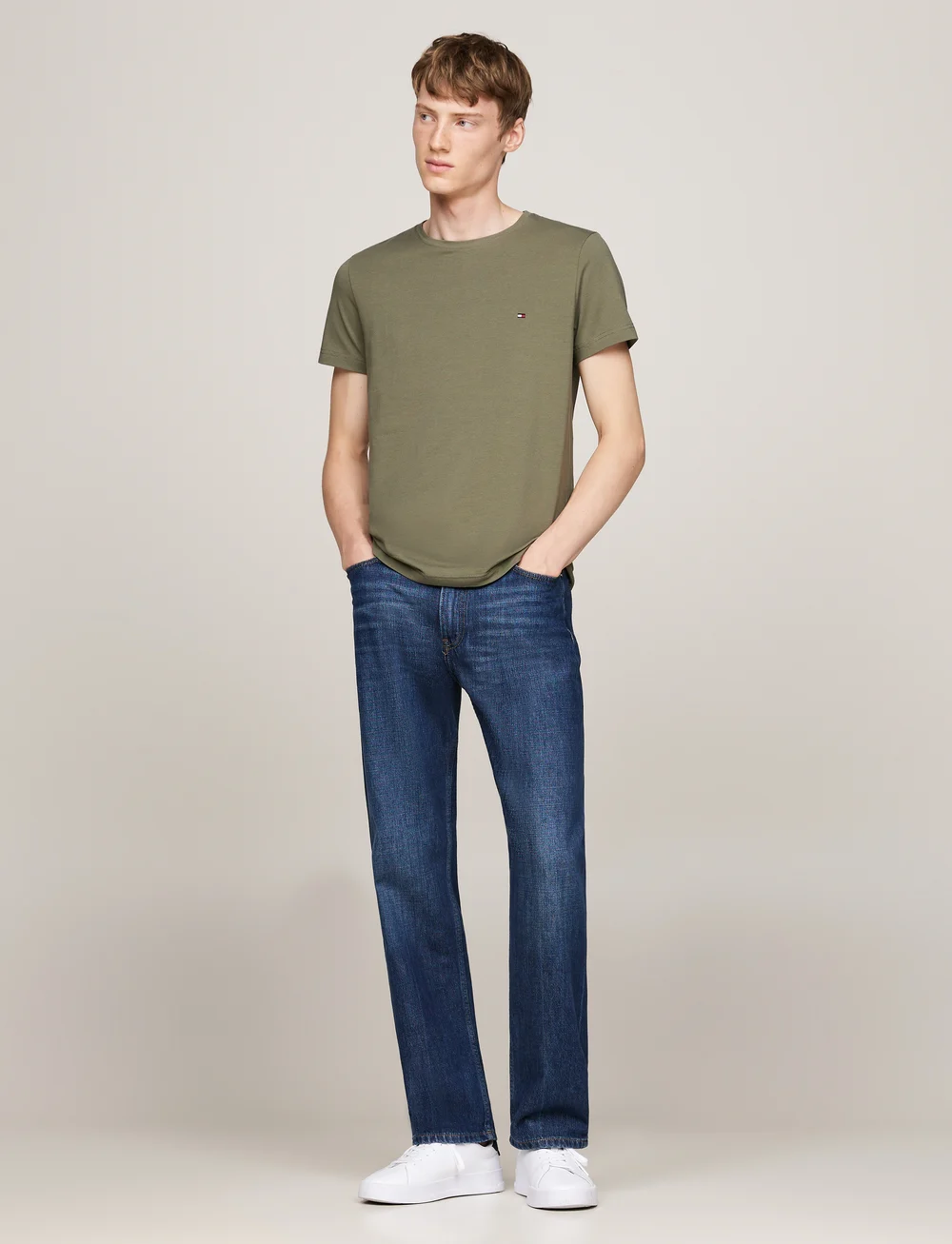 Tommy Hilfiger - STRETCH SLIM FIT TEE - lühikeste varrukatega t-särgid - battle green - 5