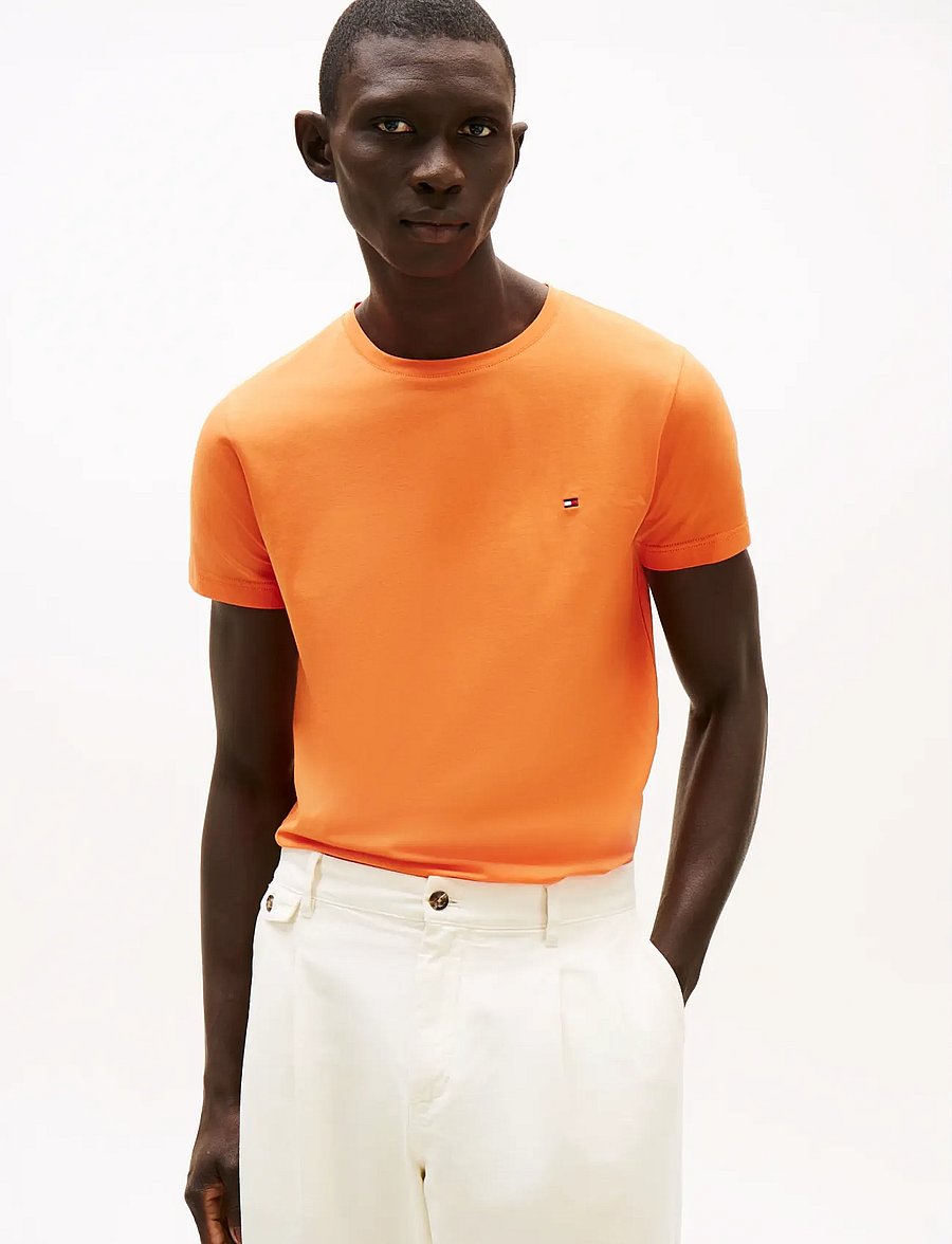 Tommy Hilfiger - STRETCH SLIM FIT TEE - kurzärmelig - brilliant orange - 0