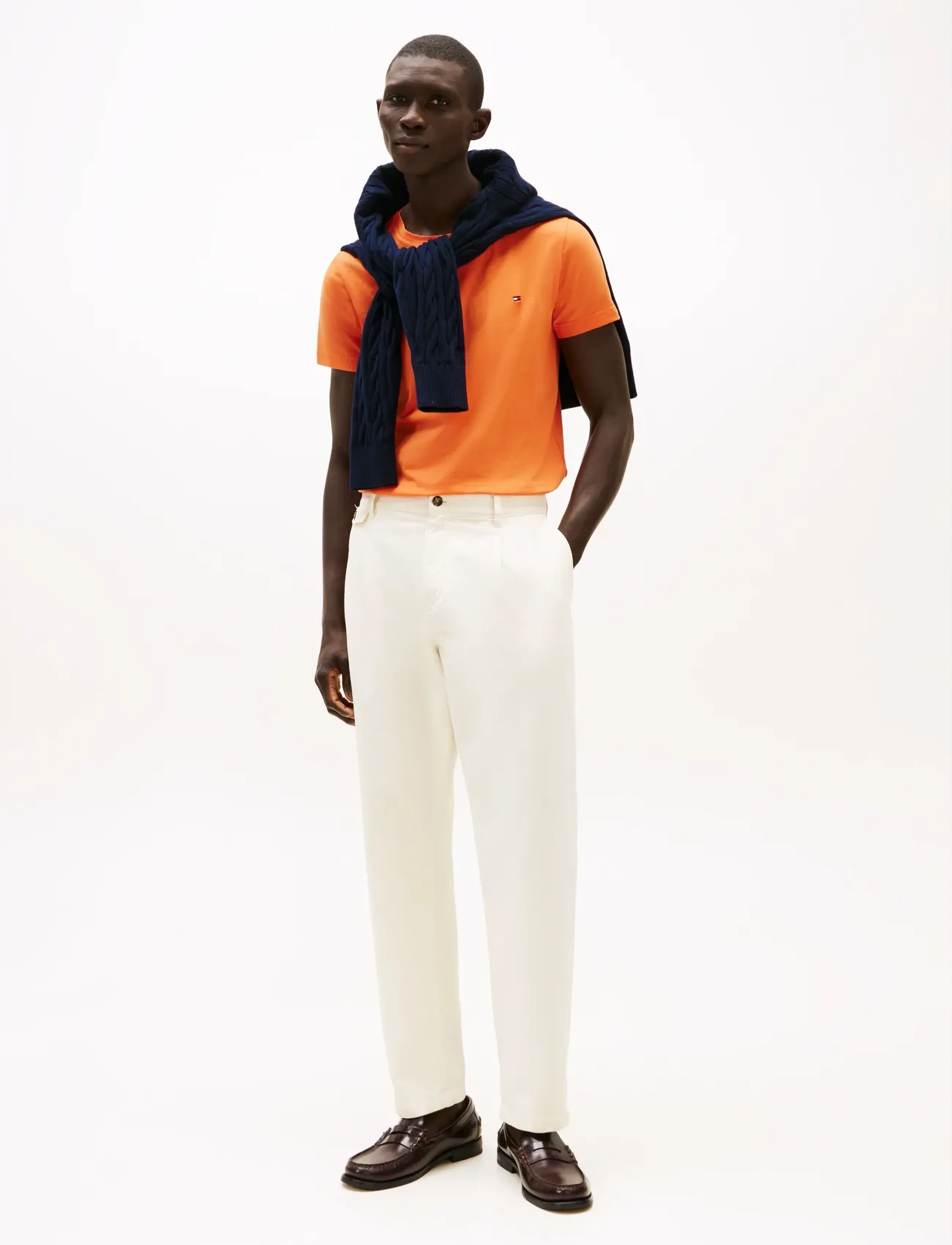 Tommy Hilfiger - STRETCH SLIM FIT TEE - short-sleeved t-shirts - brilliant orange - 4