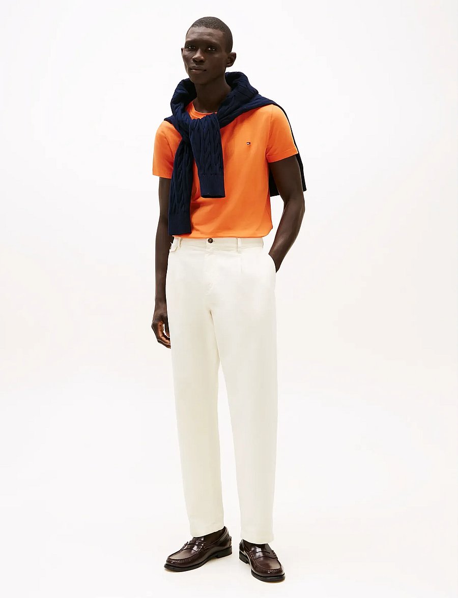 Tommy Hilfiger - STRETCH SLIM FIT TEE - kurzärmelige t-shirts - brilliant orange - 4