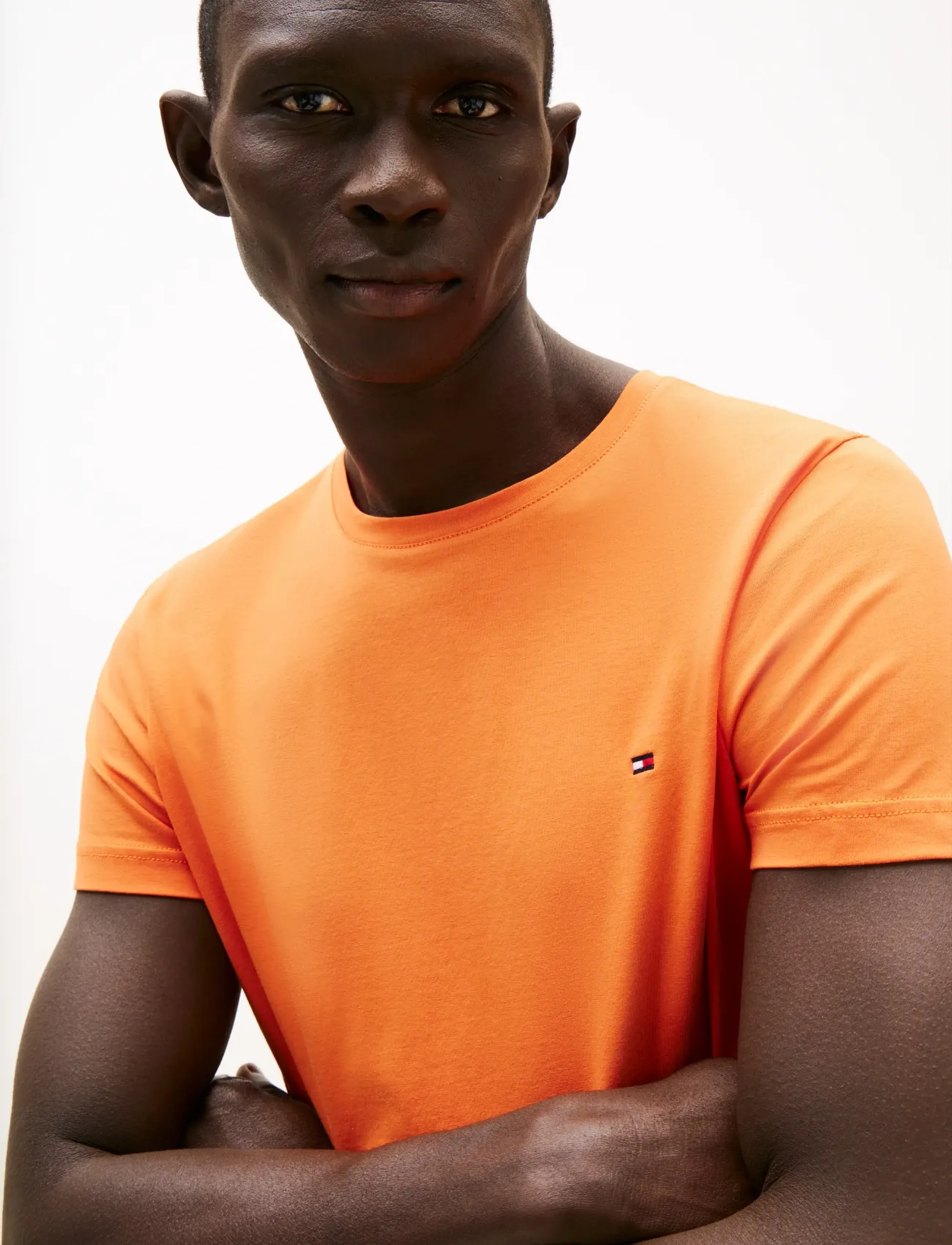 Tommy Hilfiger - STRETCH SLIM FIT TEE - short-sleeved t-shirts - brilliant orange - 5
