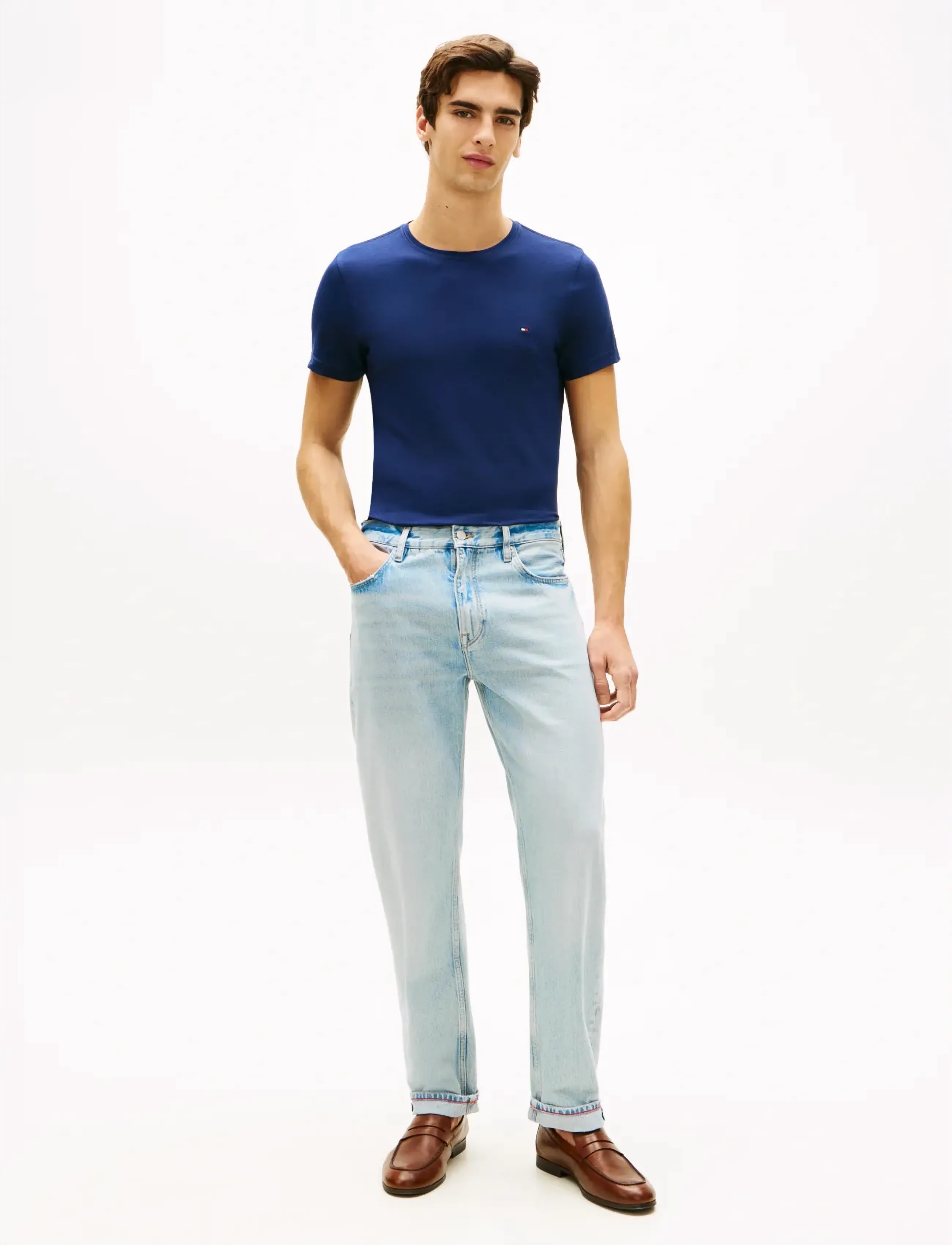 Tommy Hilfiger - STRETCH SLIM FIT TEE - short-sleeved t-shirts - carbon navy - 3