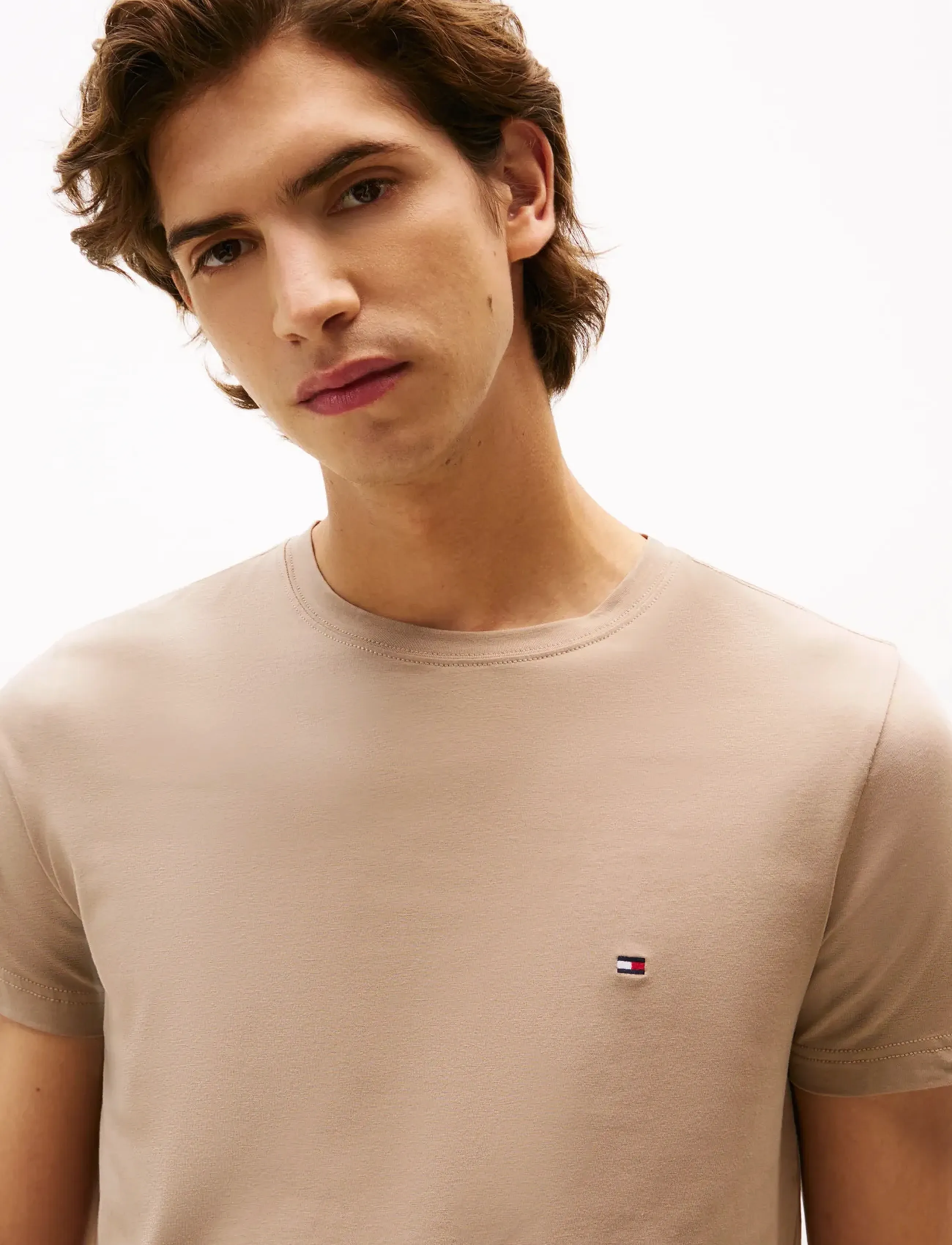 Tommy Hilfiger - STRETCH SLIM FIT TEE - kortärmade t-shirts - coastal taupe - 4