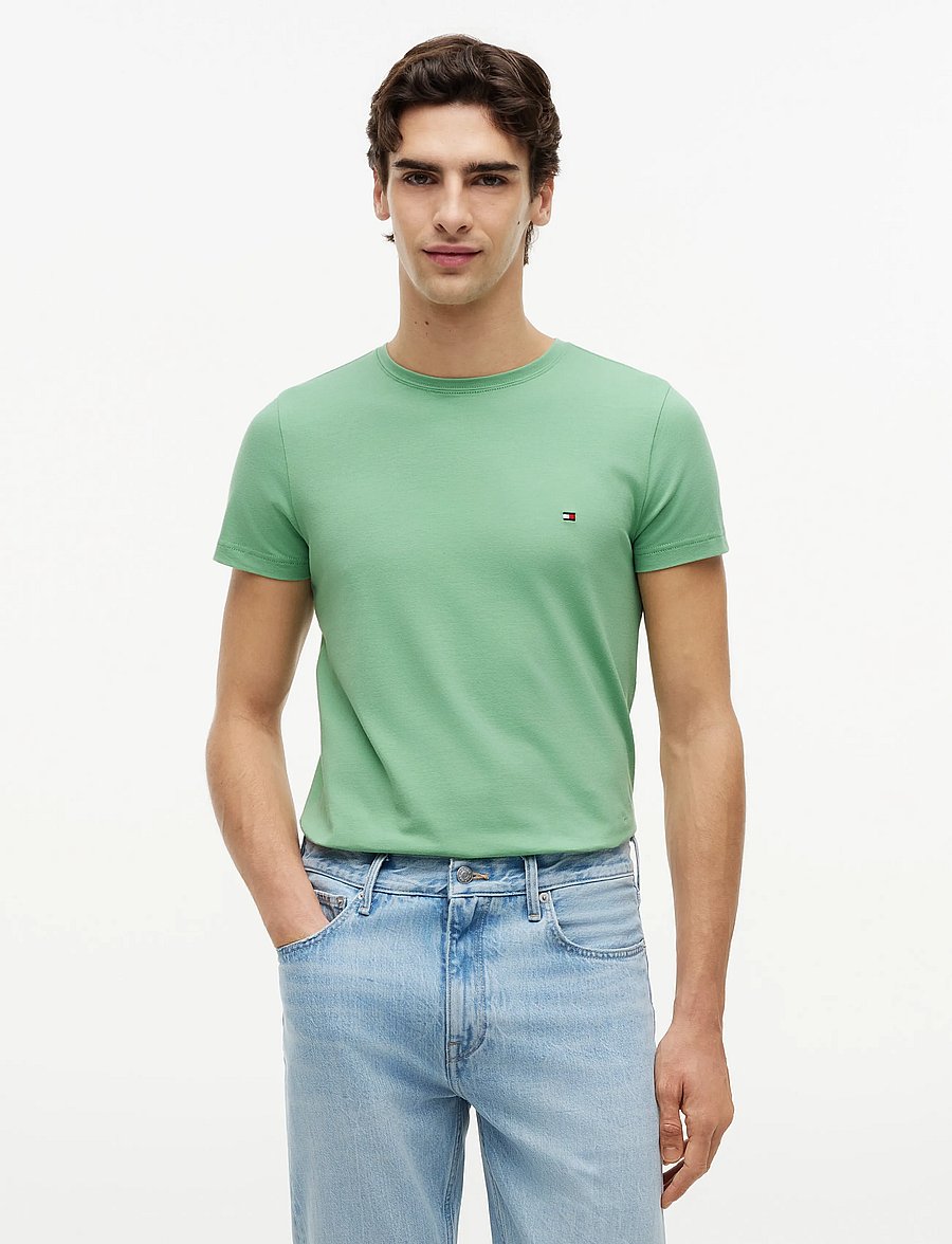 Tommy Hilfiger - STRETCH SLIM FIT TEE - kortärmade t-shirts - cut grass - 0