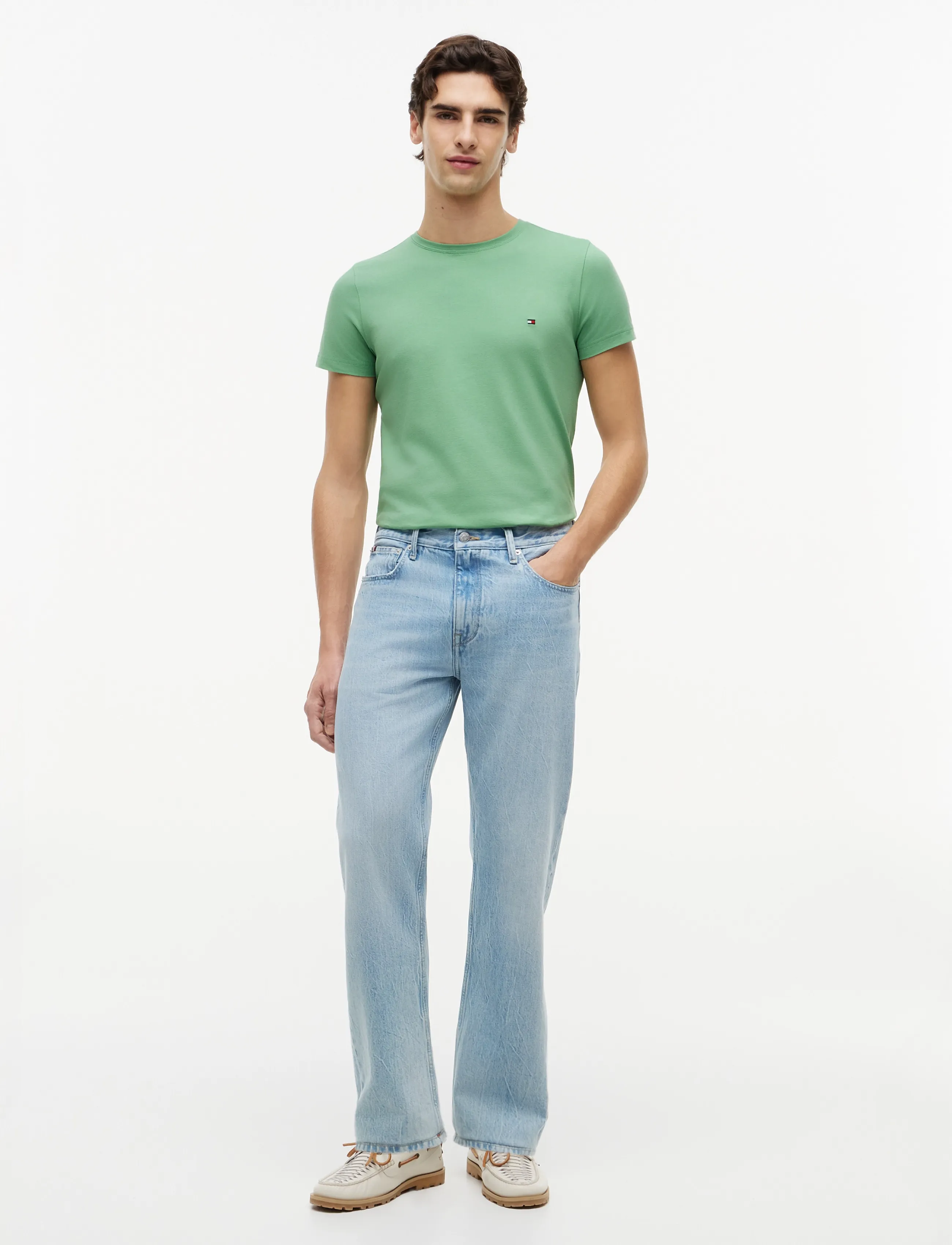 Tommy Hilfiger - STRETCH SLIM FIT TEE - kortärmade t-shirts - cut grass - 4