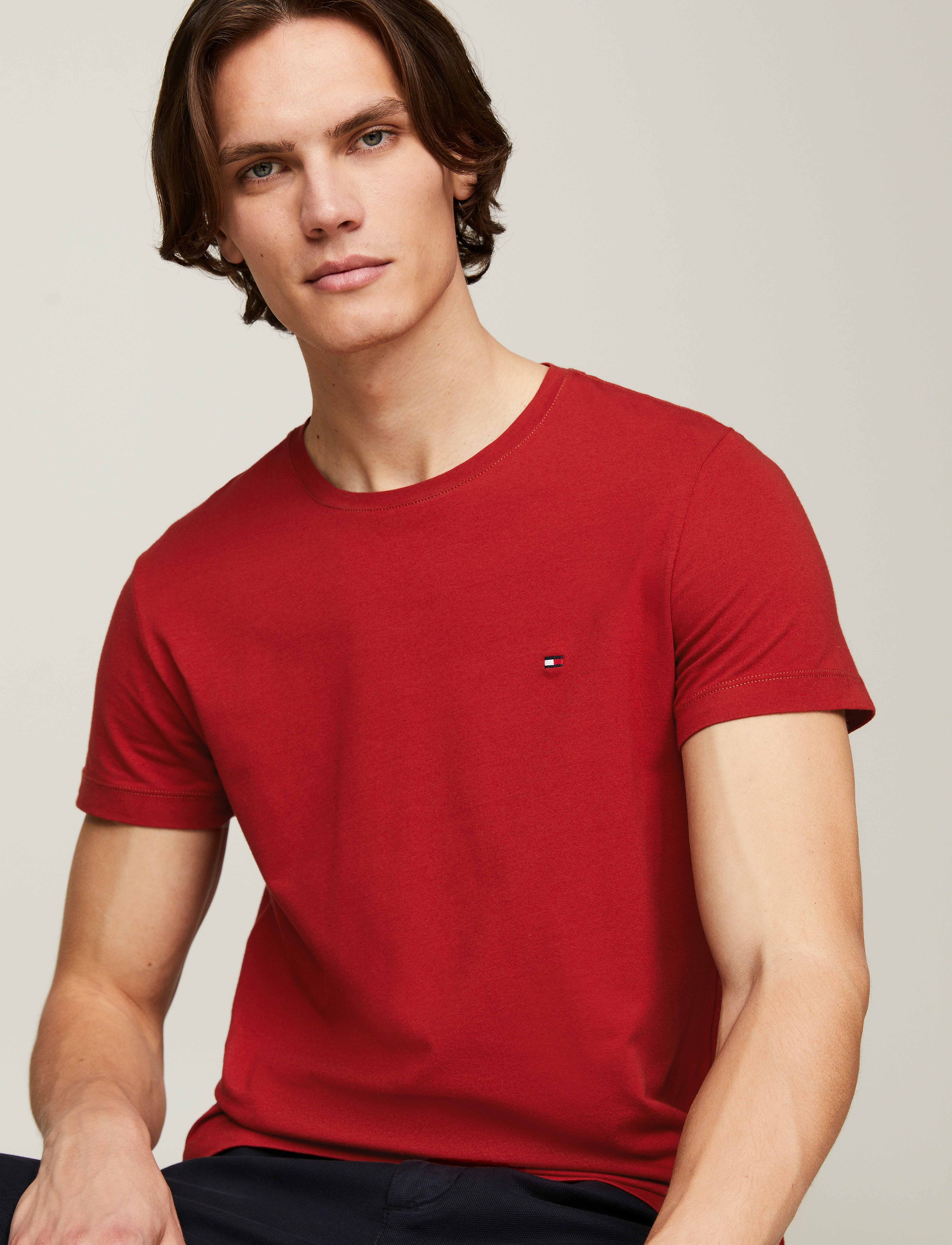 Tommy Hilfiger - STRETCH SLIM FIT TEE - laveste priser - dark magma - 2
