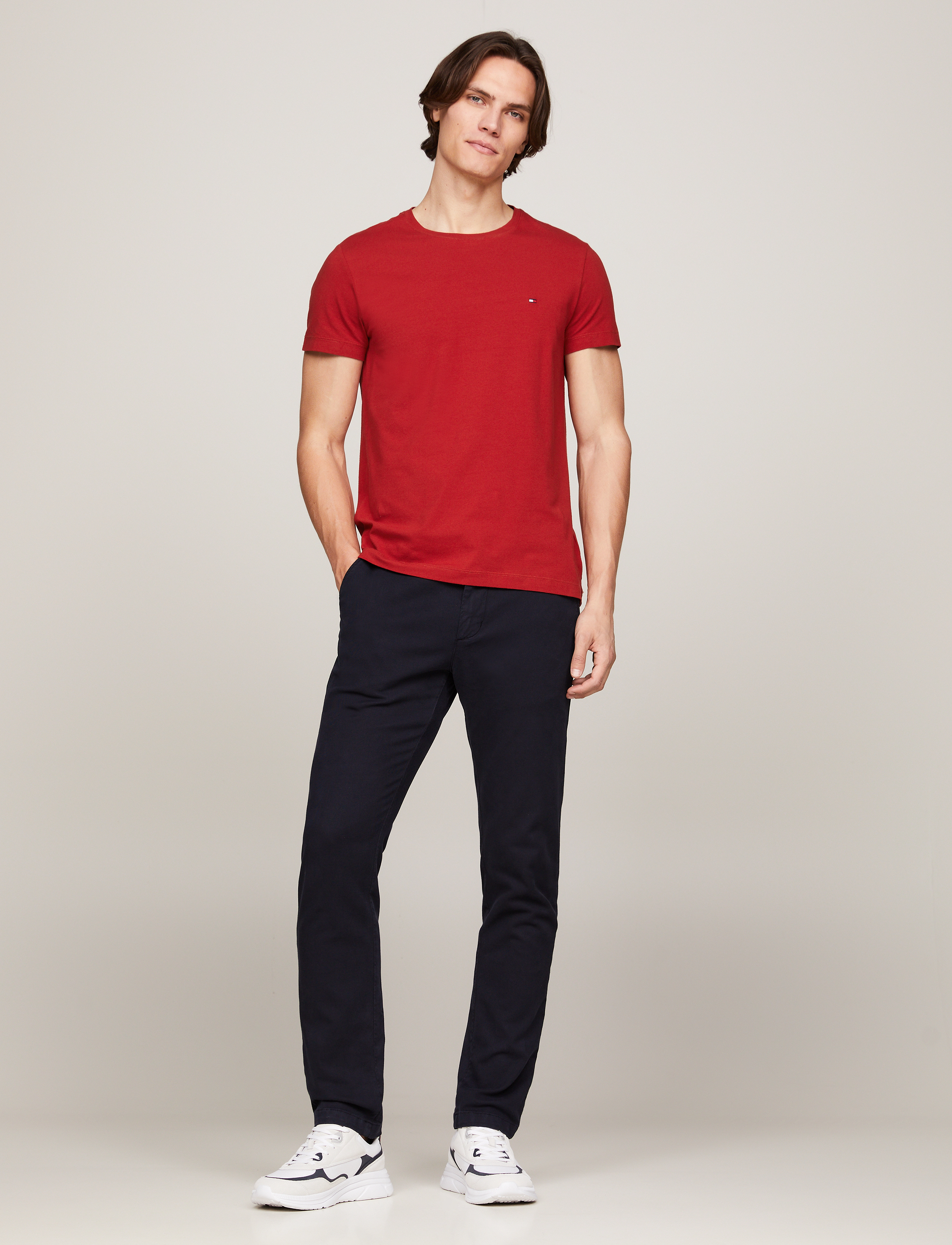 Tommy Hilfiger - STRETCH SLIM FIT TEE - laveste priser - dark magma - 4