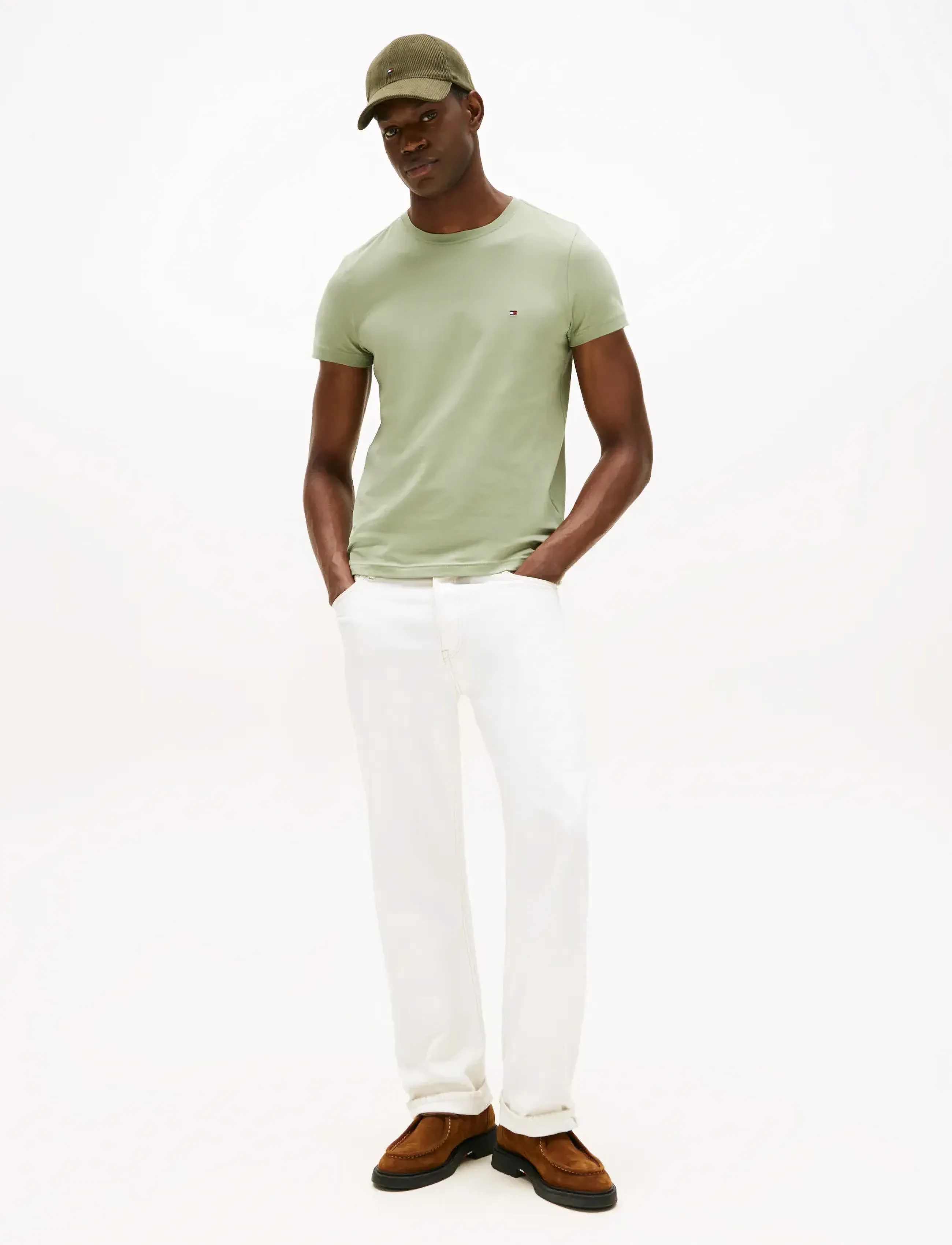 Tommy Hilfiger - STRETCH SLIM FIT TEE - kurzärmelig - earth sage - 2