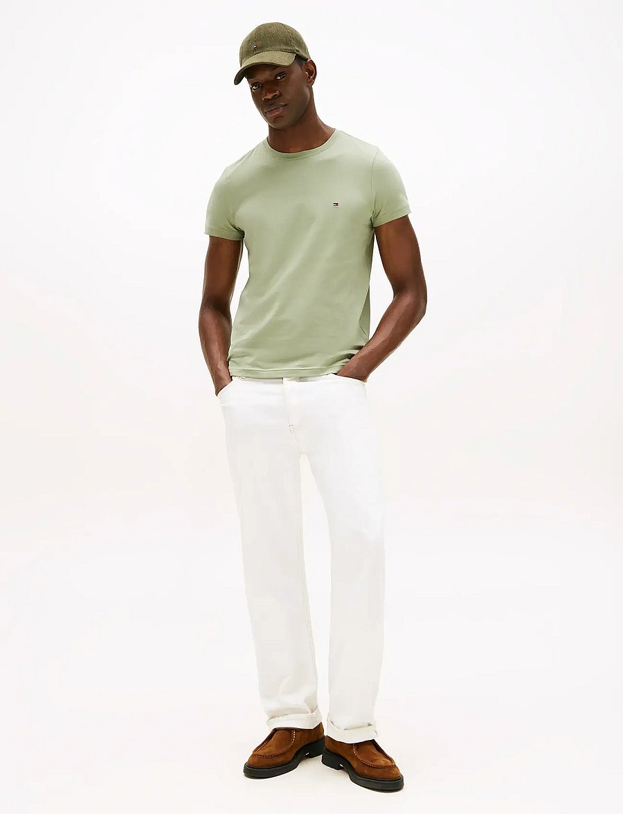 Tommy Hilfiger - STRETCH SLIM FIT TEE - kurzärmelig - earth sage - 2
