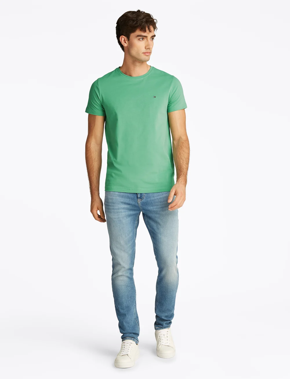 Tommy Hilfiger - STRETCH SLIM FIT TEE - kortærmede t-shirts - fort green - 4