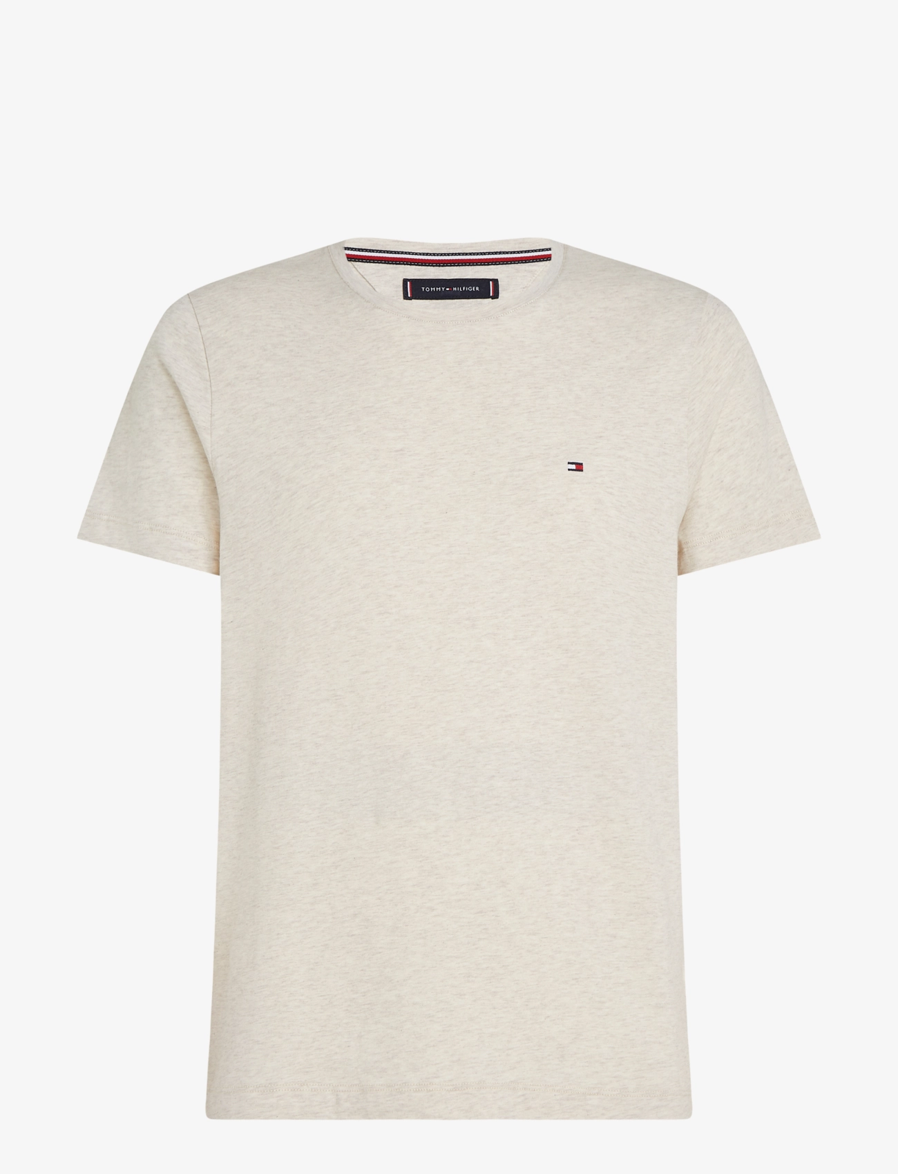 Tommy Hilfiger - STRETCH SLIM FIT TEE - basic t-shirts - heathered oatmilk - 1