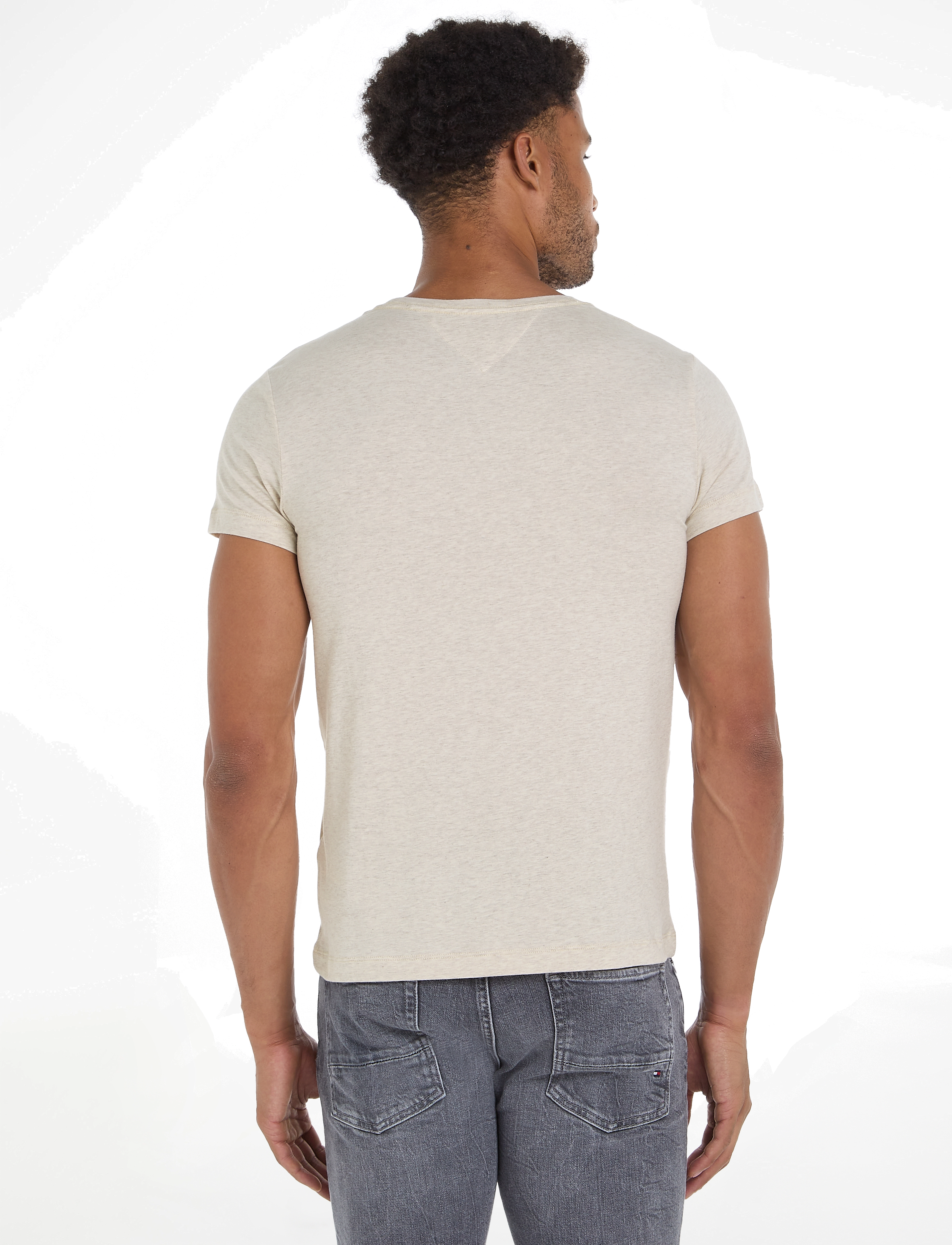 Tommy Hilfiger - STRETCH SLIM FIT TEE - basic t-shirts - heathered oatmilk - 2