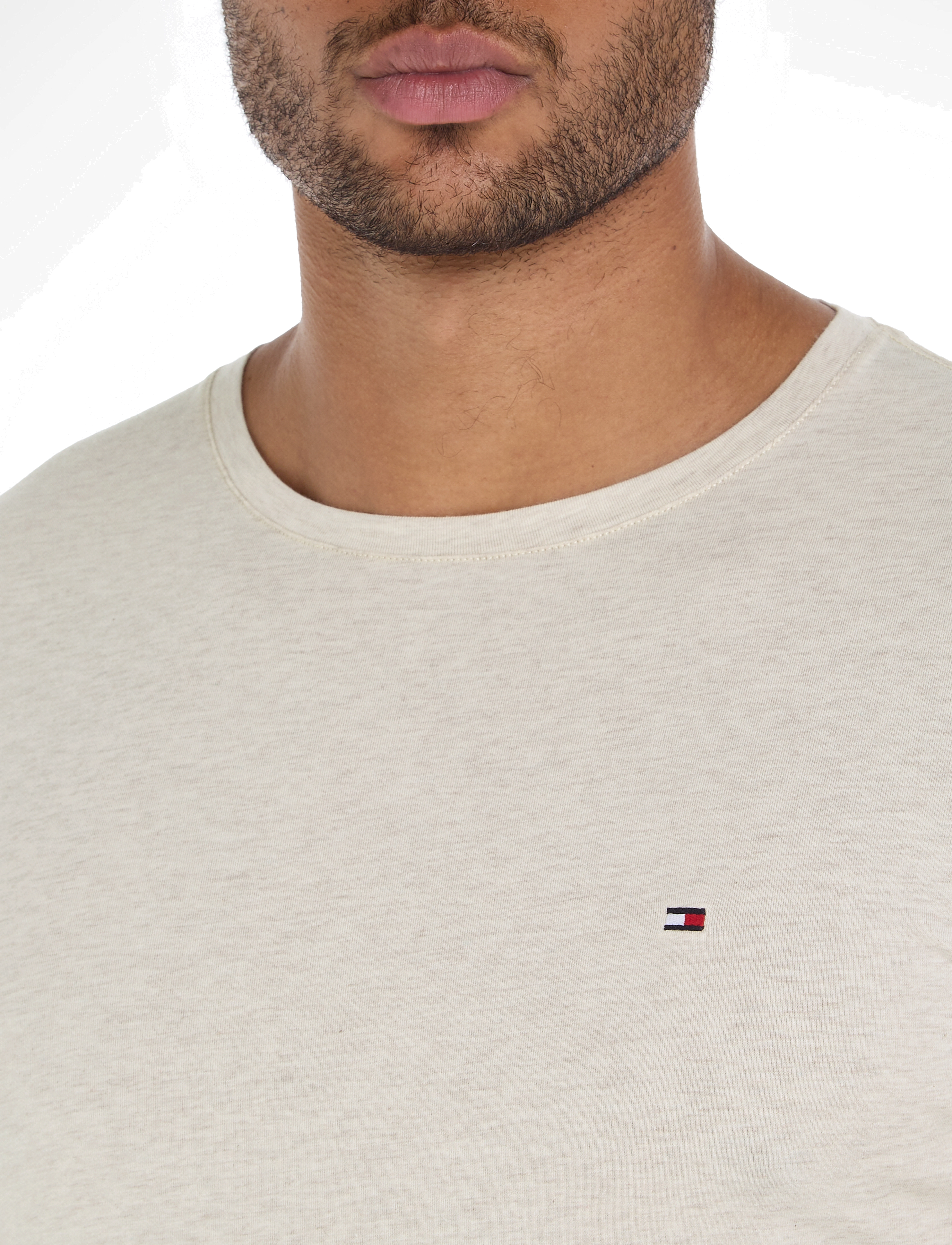 Tommy Hilfiger - STRETCH SLIM FIT TEE - basic t-shirts - heathered oatmilk - 3