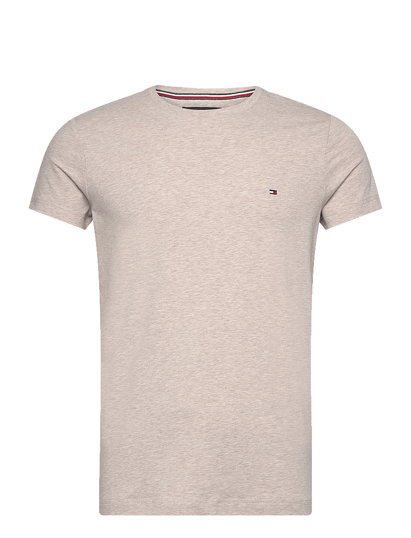 Tommy Hilfiger - STRETCH SLIM FIT TEE - t-shirts - heathered pebble - 0