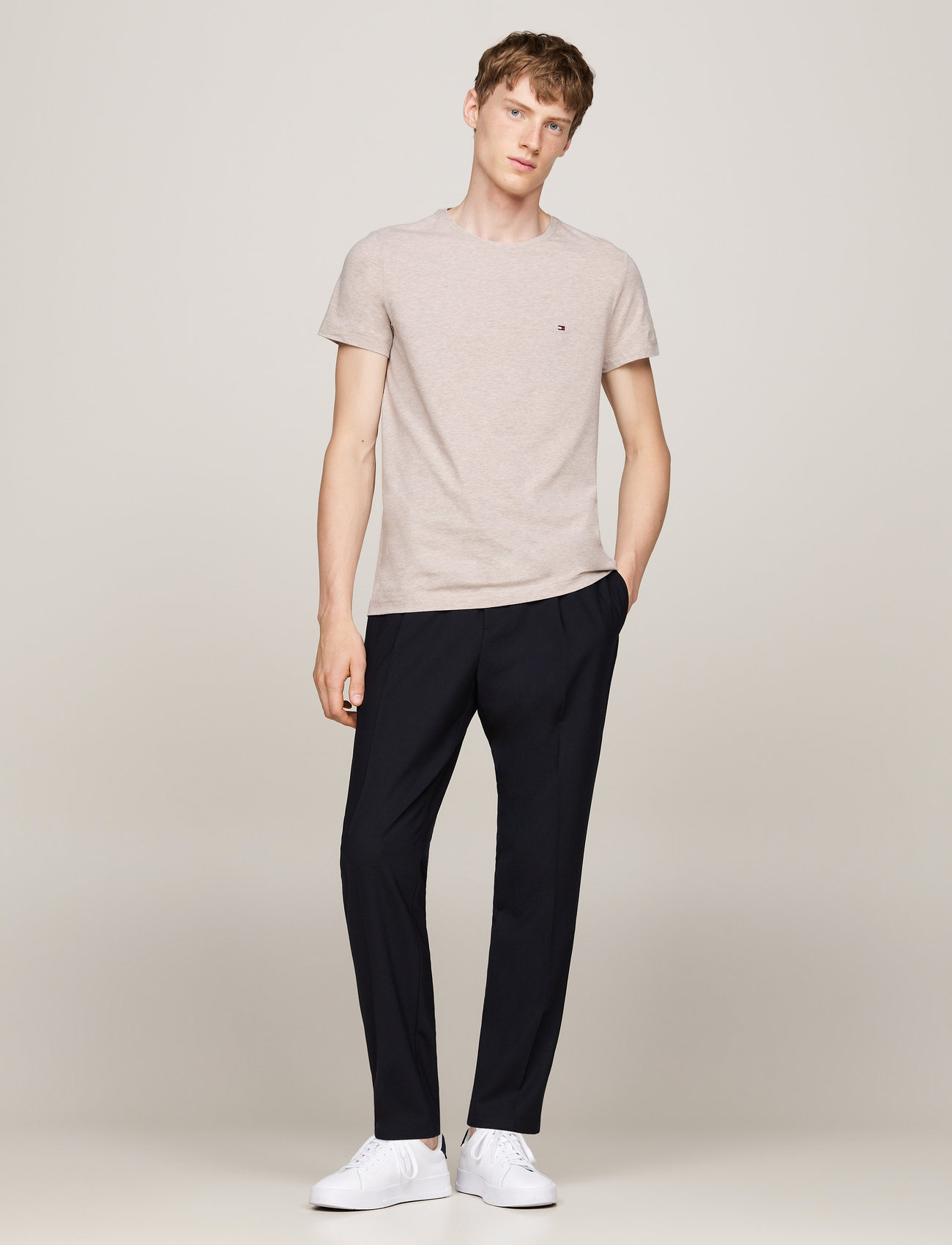 Tommy Hilfiger - STRETCH SLIM FIT TEE - t-shirts - heathered pebble - 5