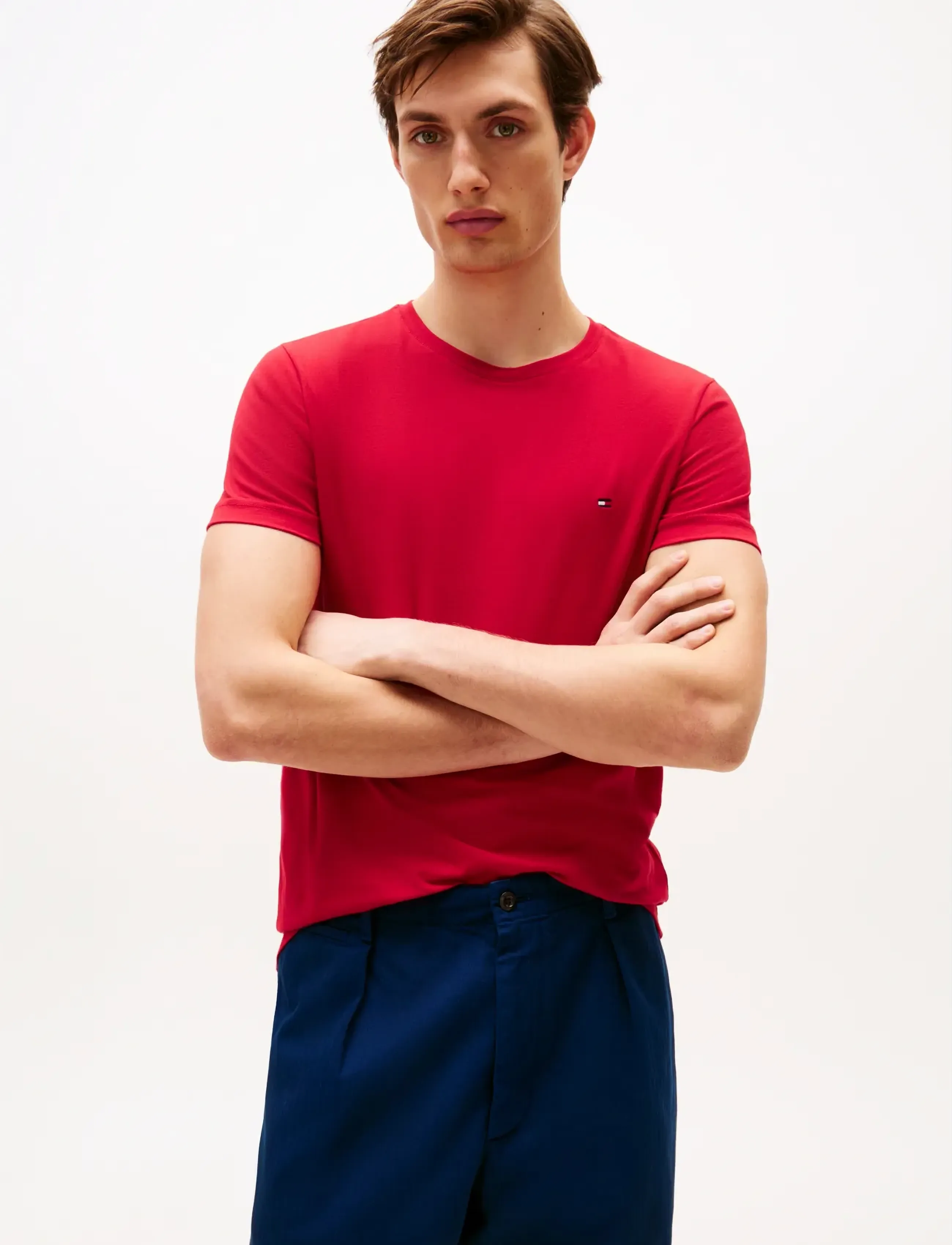 Tommy Hilfiger Stretch Slim Fit Tee, Mænd, Stretch Slim Fit T-Shirt, Rød, Str: XL