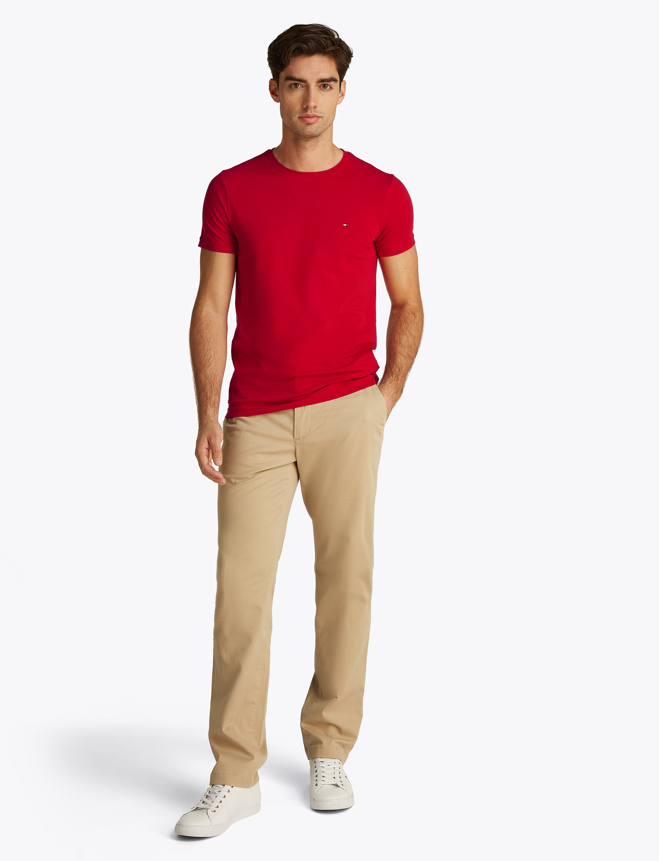 Tommy Hilfiger - STRETCH SLIM FIT TEE - kortärmade t-shirts - medium red - 0