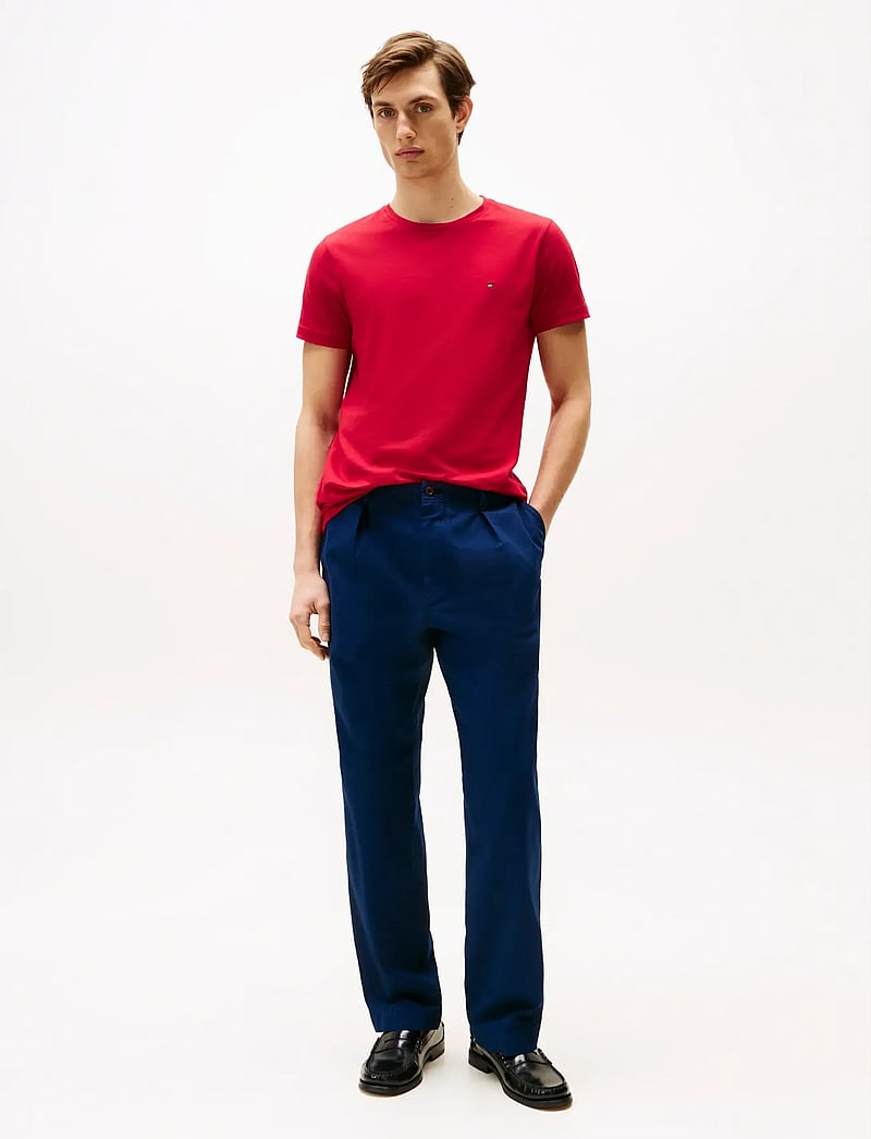 Tommy Hilfiger - STRETCH SLIM FIT TEE - kortærmede t-shirts - medium red - 4