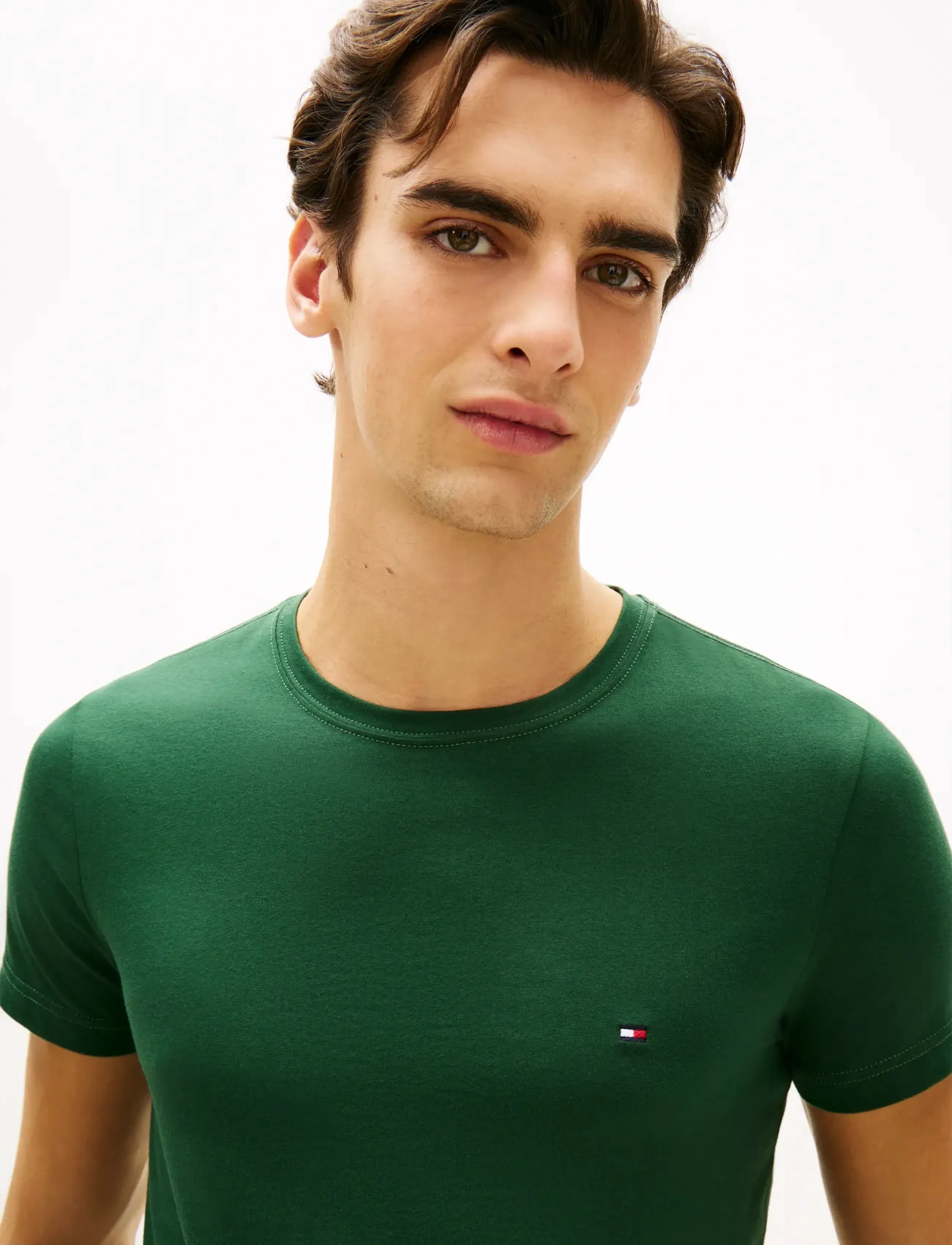 Tommy Hilfiger - STRETCH SLIM FIT TEE - short-sleeved t-shirts - nocturnal green - 4