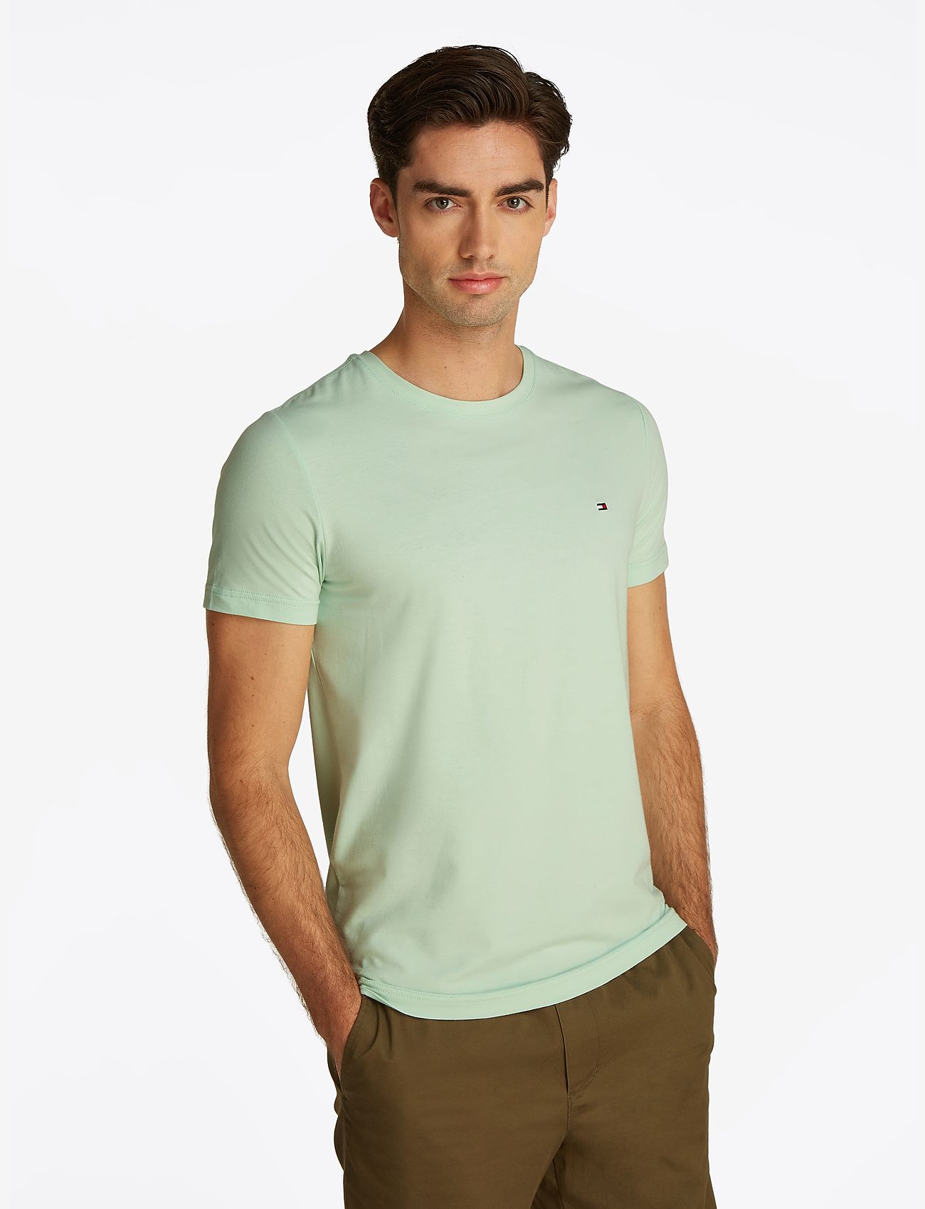 Tommy Hilfiger - STRETCH SLIM FIT TEE - kortärmade t-shirts - opal green - 0