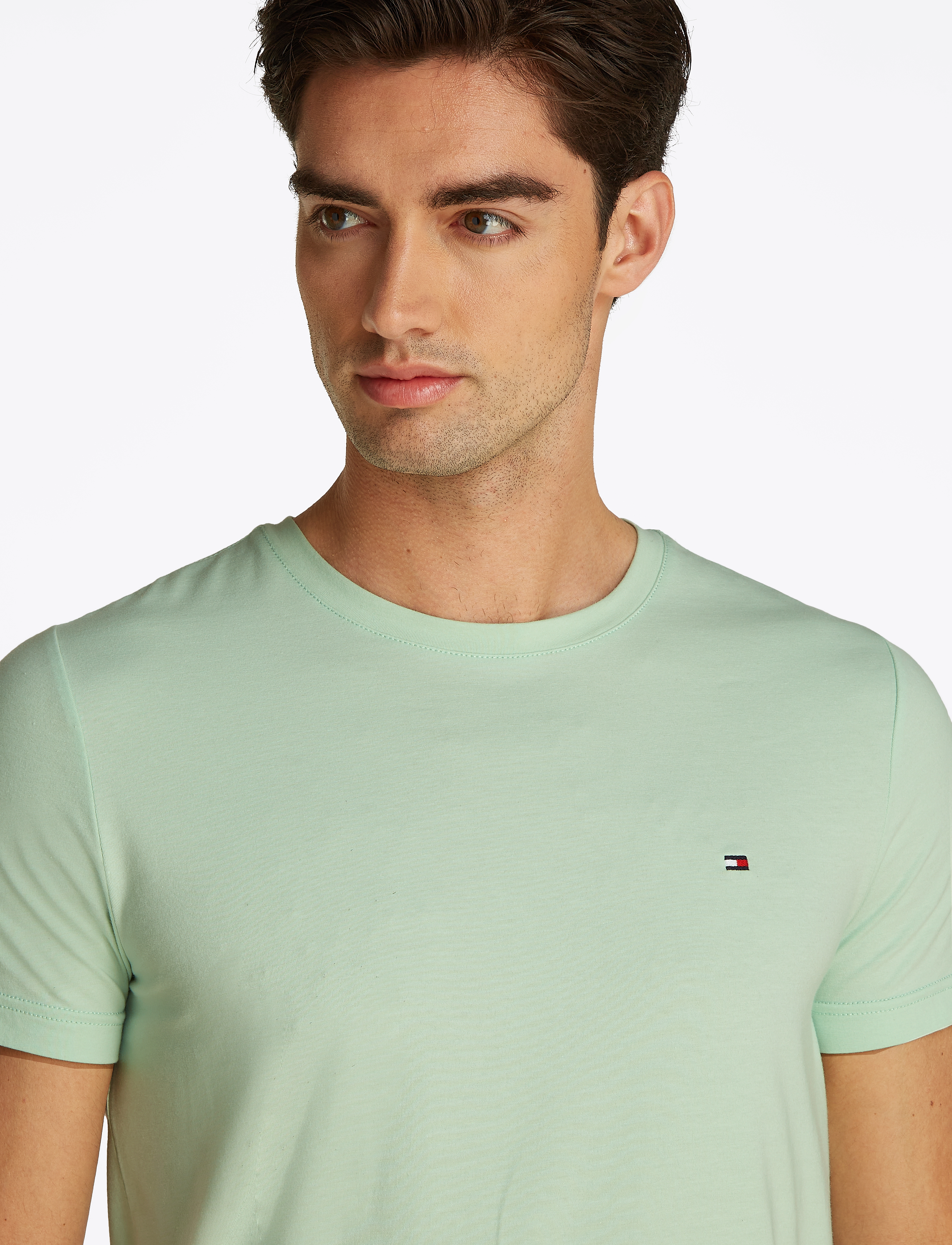 Tommy Hilfiger - STRETCH SLIM FIT TEE - stutterma bolir - opal green - 3