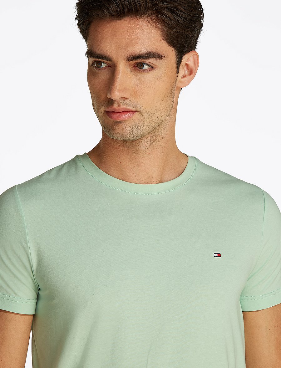Tommy Hilfiger - STRETCH SLIM FIT TEE - stutterma bolir - opal green - 3