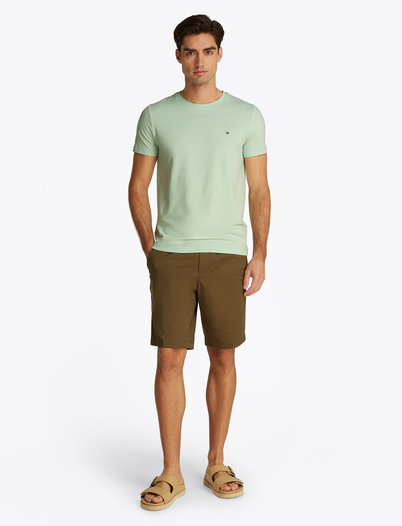 Tommy Hilfiger - STRETCH SLIM FIT TEE - kortärmade t-shirts - opal green - 4