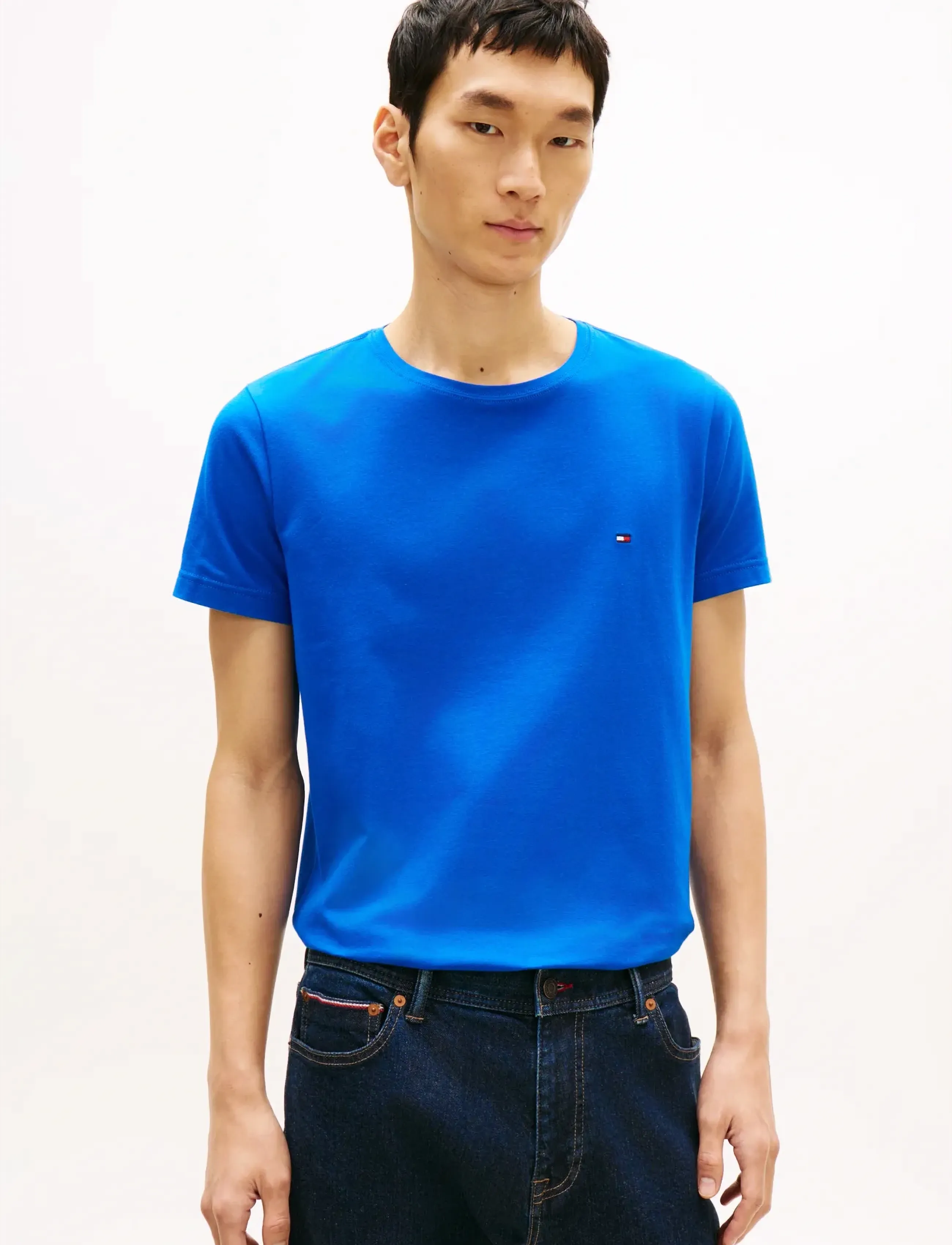 Tommy Hilfiger Stretch Slim Fit Tee, Mænd, Stretch Slim Fit T-Shirt, Blå, Str: XXL