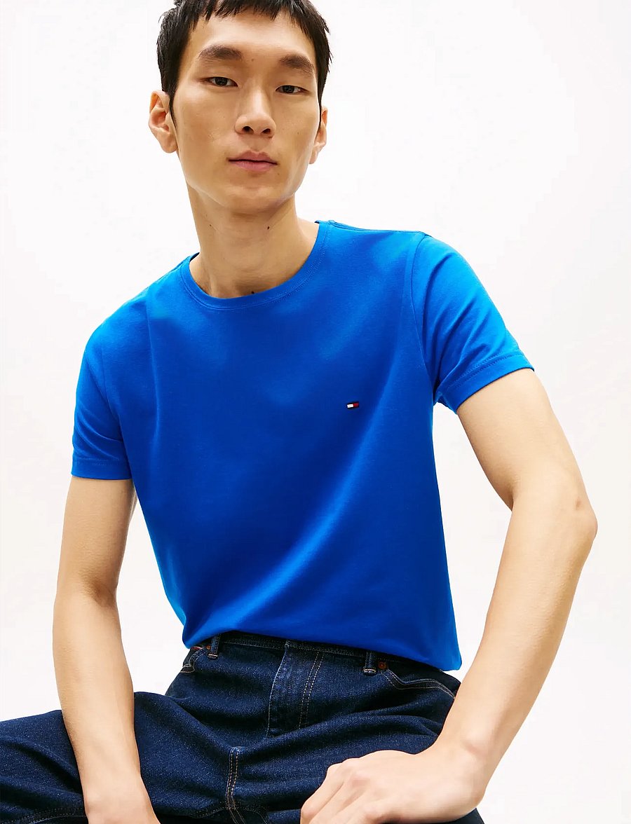 Tommy Hilfiger - STRETCH SLIM FIT TEE - lühikeste varrukatega t-särgid - regal blue - 4