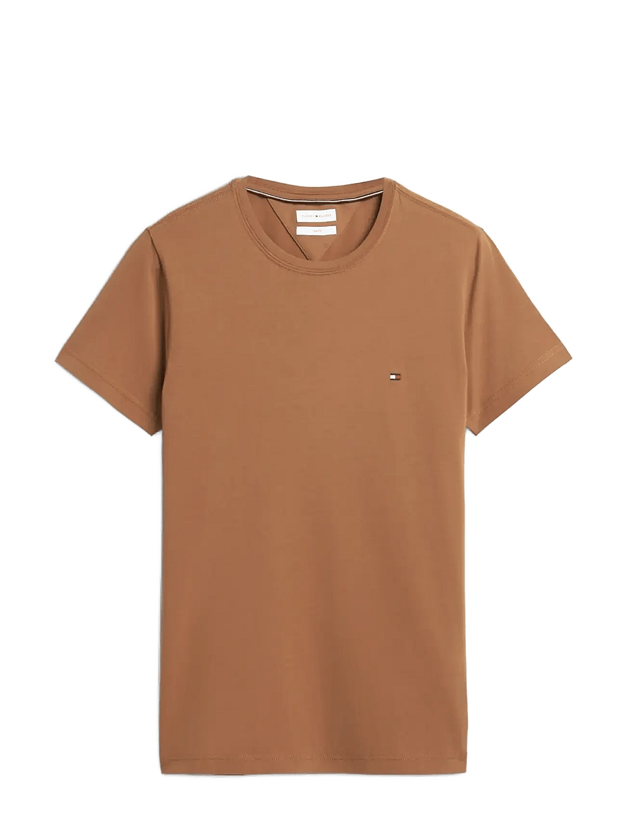 Tommy Hilfiger - STRETCH SLIM FIT TEE - kortärmade t-shirts - timeless tawny - 1