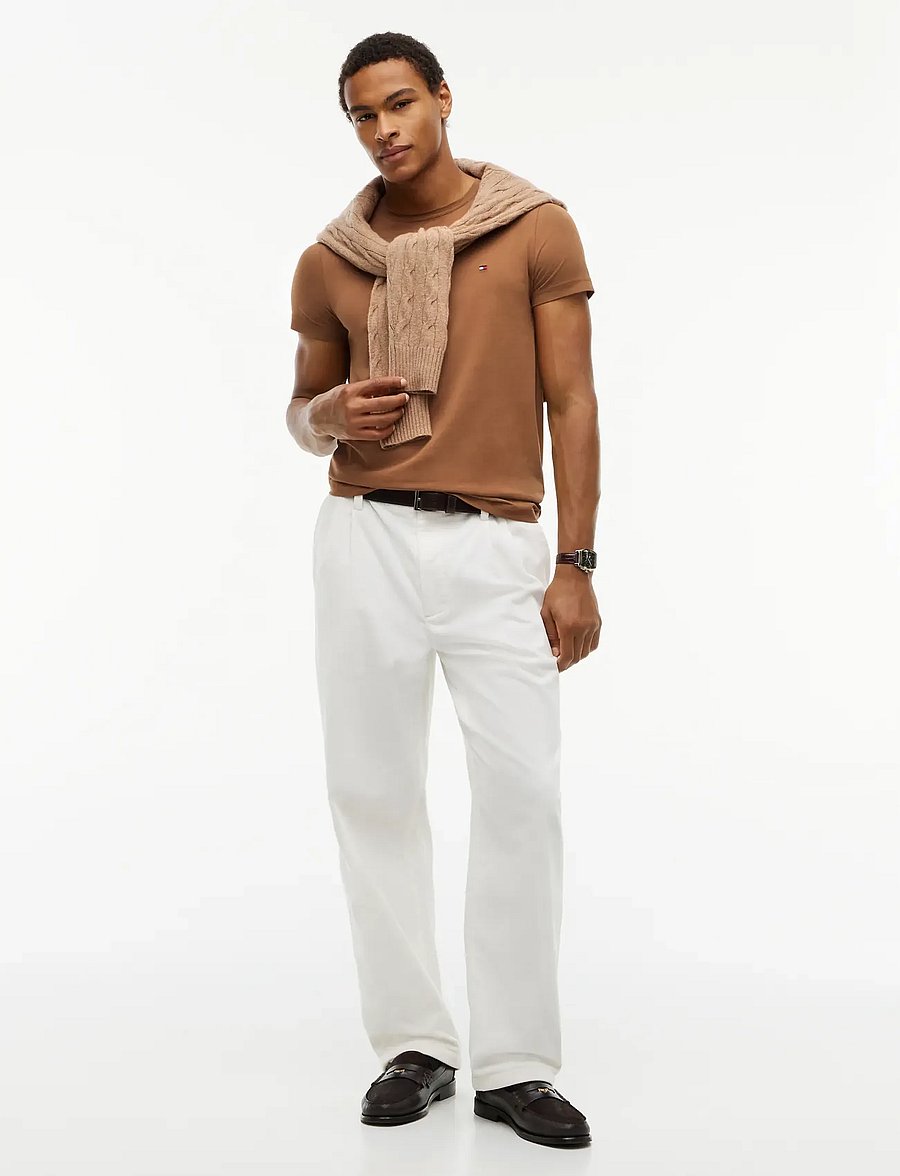 Tommy Hilfiger - STRETCH SLIM FIT TEE - kortärmade t-shirts - timeless tawny - 4