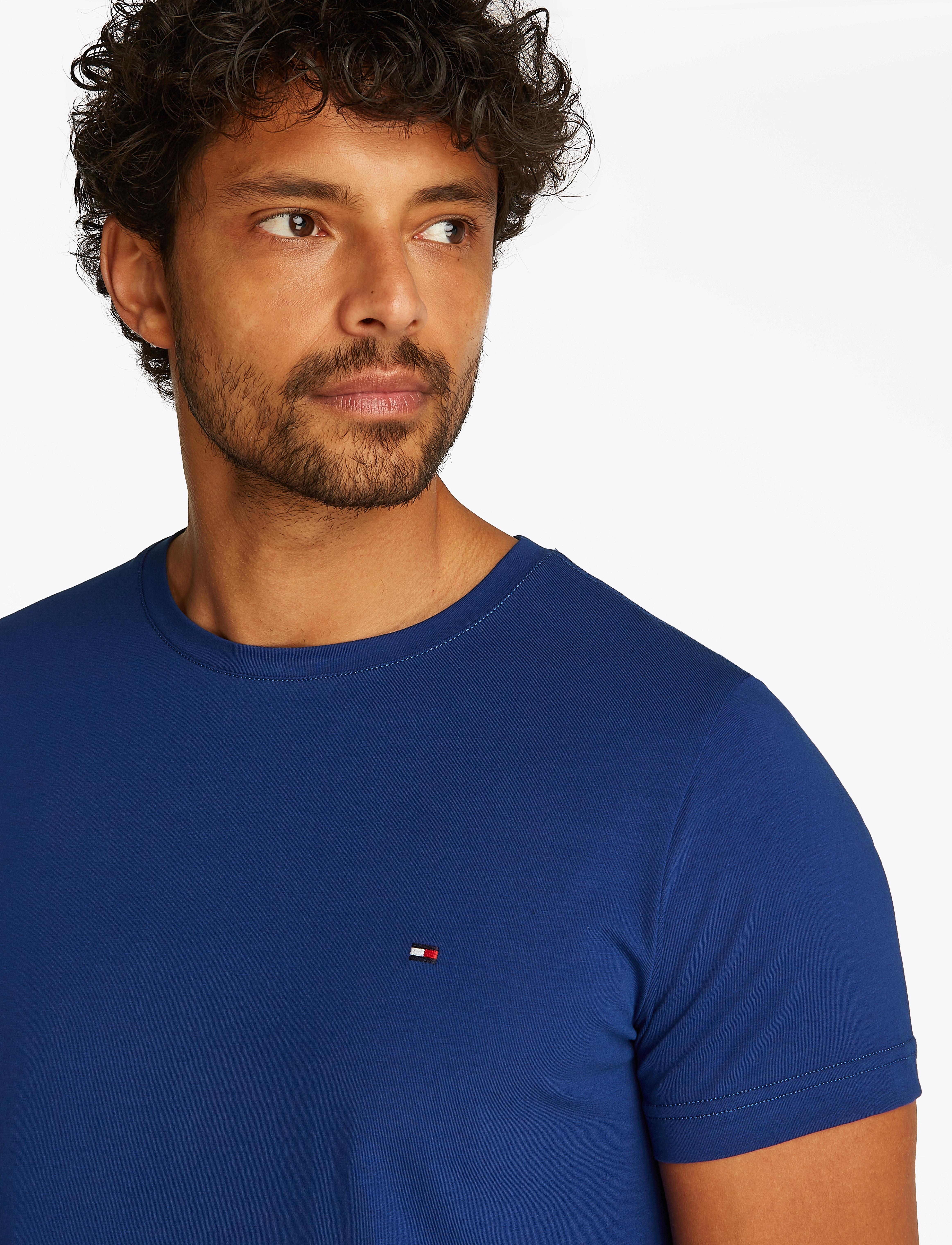 Tommy Hilfiger - STRETCH SLIM FIT TEE - short-sleeved t-shirts - wedge blue - 4
