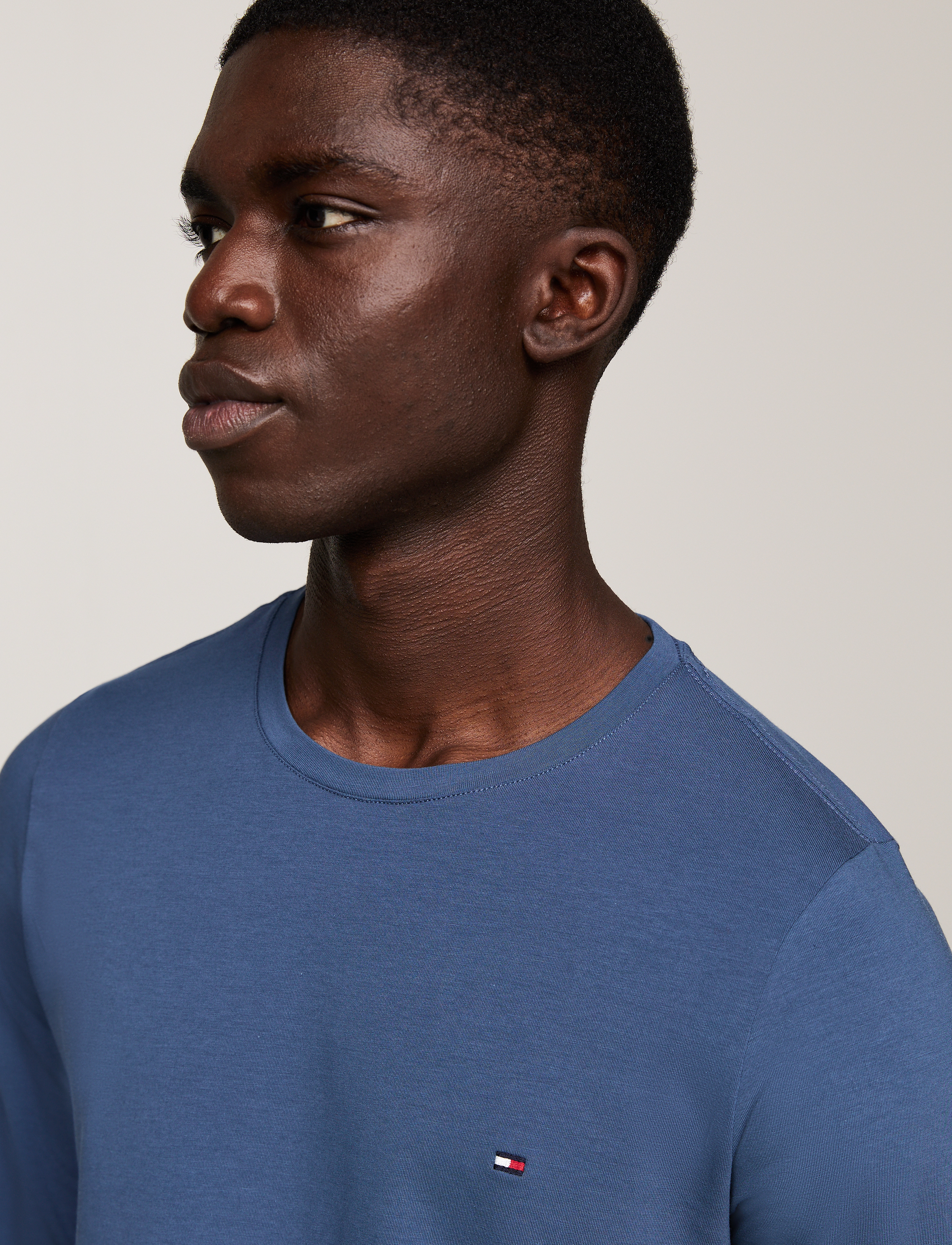 Tommy Hilfiger STRETCH SLIM FIT LONG SLEEVE TEE - Langermabolir - AEGEAN SEA / navy