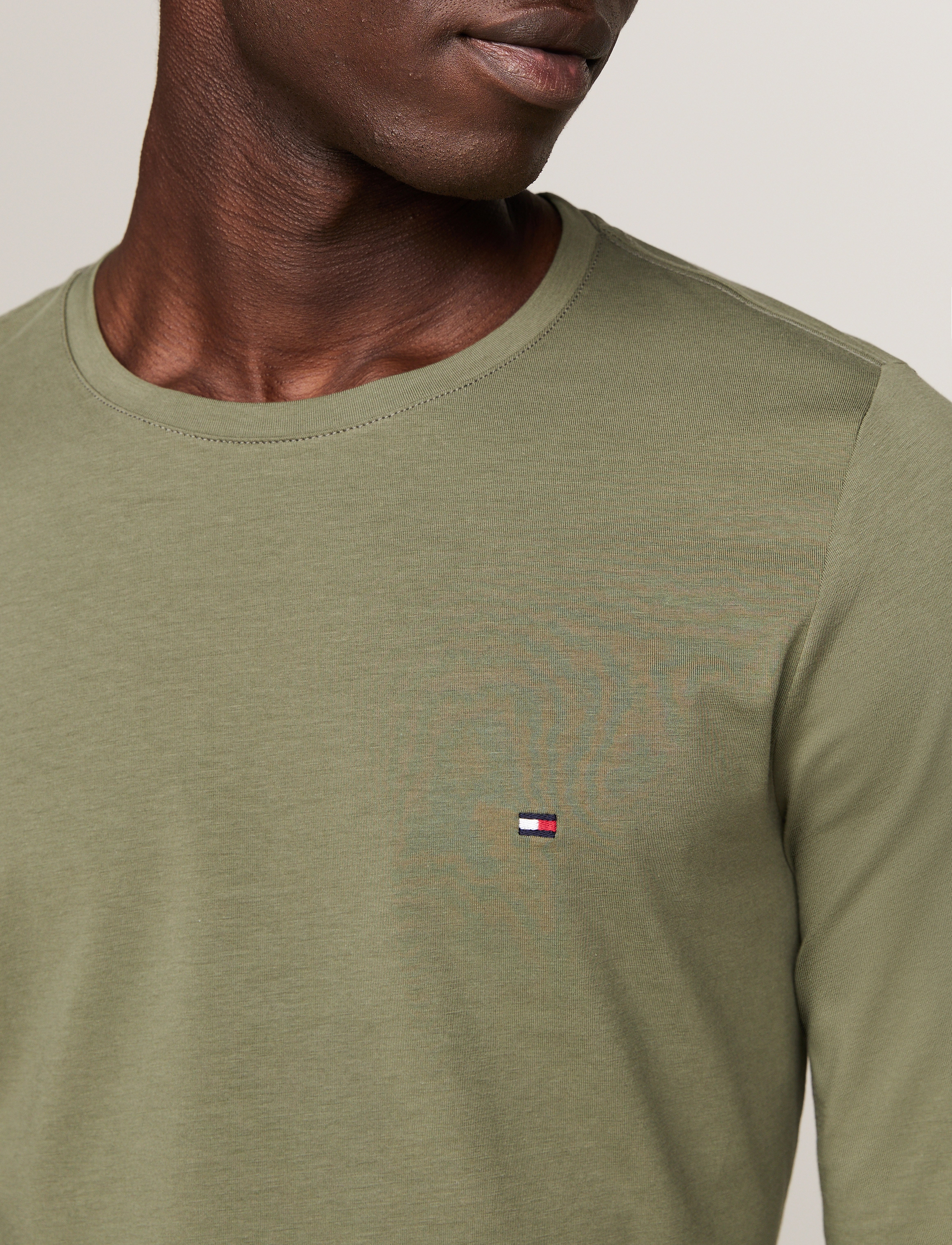 Tommy Hilfiger STRETCH SLIM FIT LONG SLEEVE TEE - Langermabolir - BATTLE GREEN / green