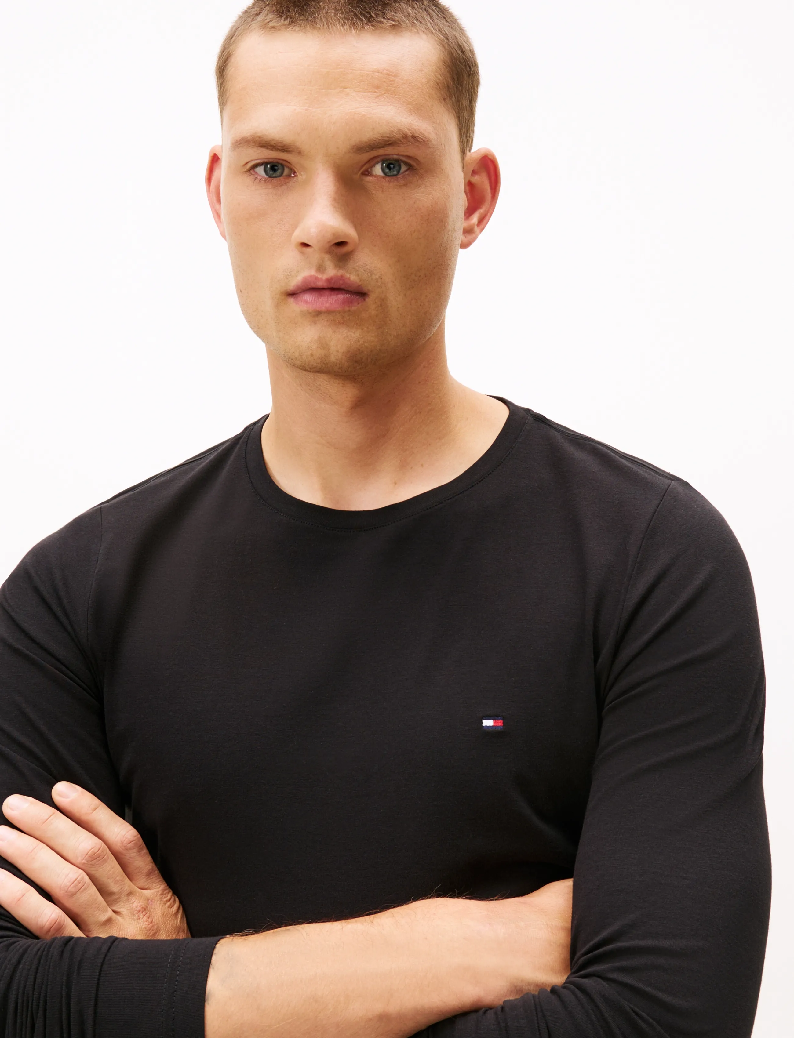 Tommy Hilfiger - STRETCH SLIM FIT LONG SLEEVE TEE - long-sleeved t-shirts - black - 4