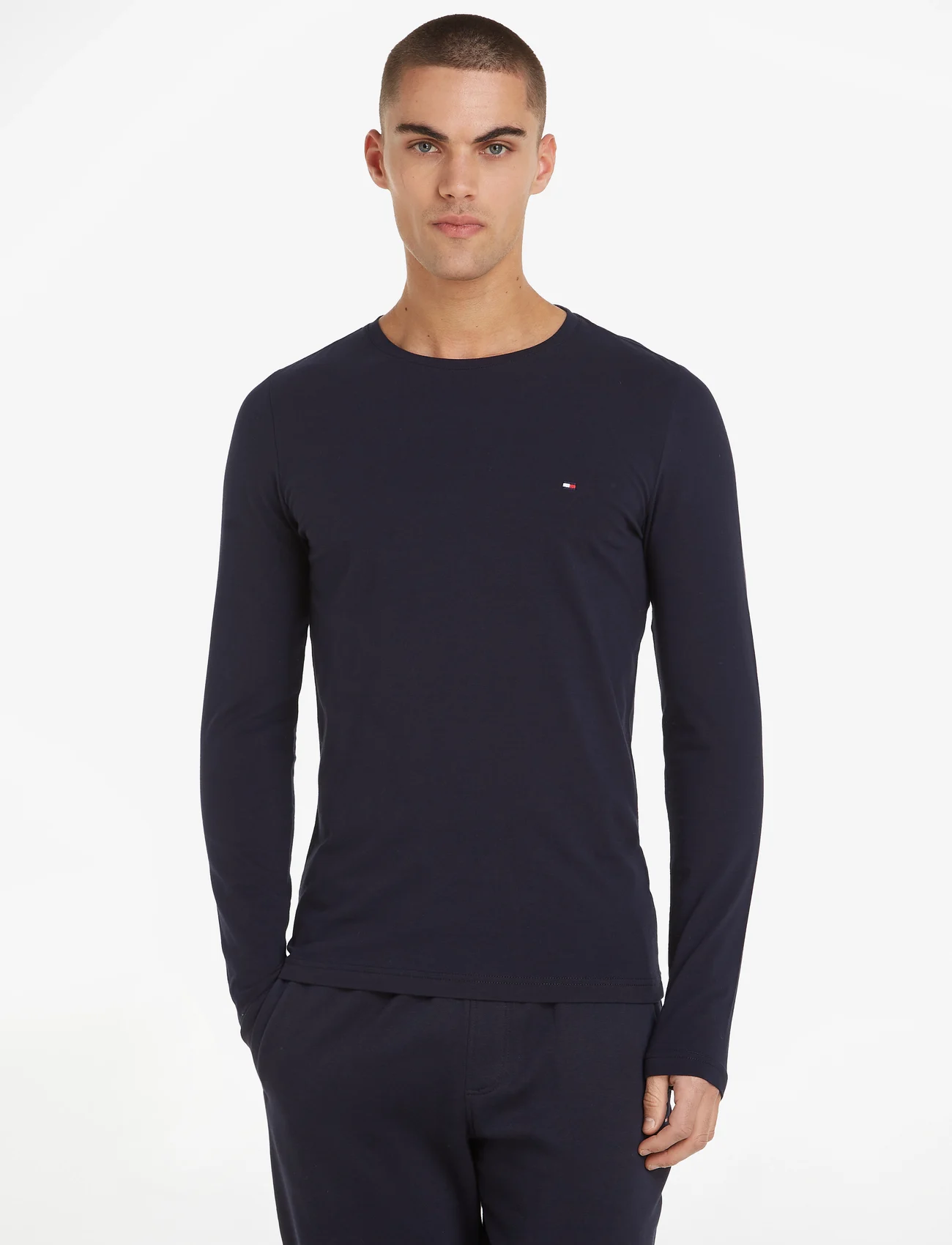 Tommy Hilfiger - STRETCH SLIM FIT LONG SLEEVE TEE - long-sleeved t-shirts - desert sky - 0