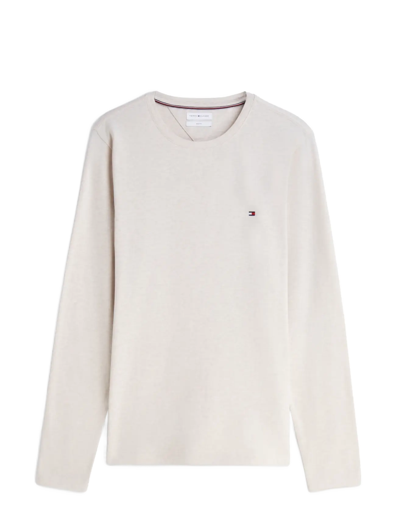 Tommy Hilfiger - STRETCH EXTRA SLIM FIT LONG SLEEVE TEE - långärmade t-shirts - heathered oatmilk - 1