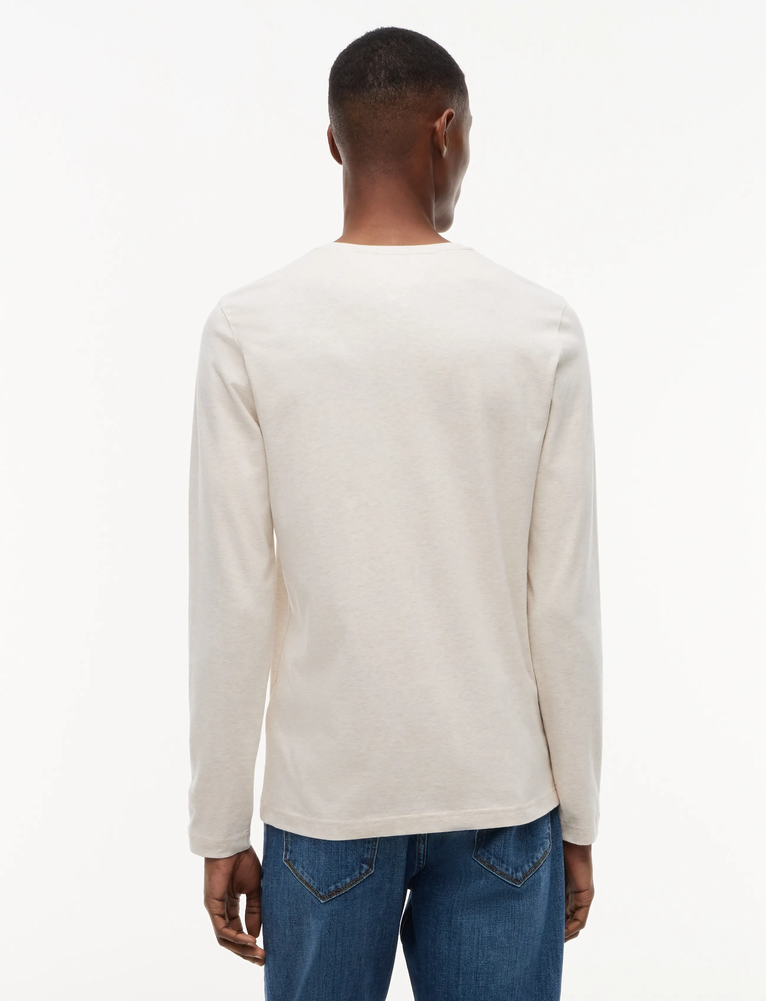 Tommy Hilfiger - STRETCH EXTRA SLIM FIT LONG SLEEVE TEE - långärmade t-shirts - heathered oatmilk - 2