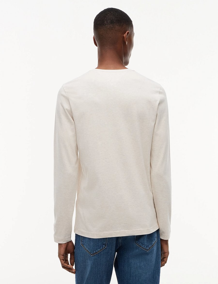 Tommy Hilfiger - STRETCH EXTRA SLIM FIT LONG SLEEVE TEE - långärmade t-shirts - heathered oatmilk - 2