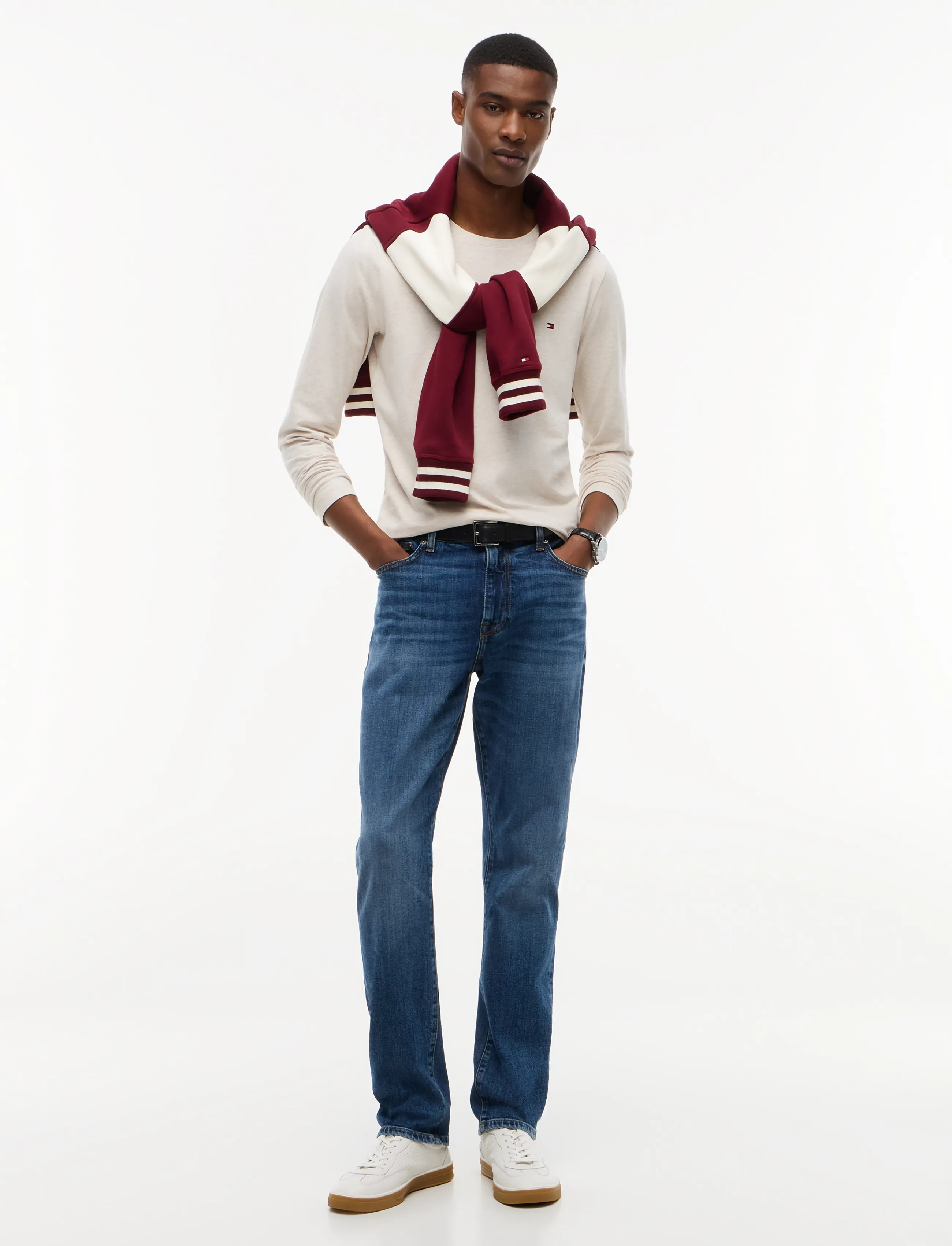 Tommy Hilfiger - STRETCH EXTRA SLIM FIT LONG SLEEVE TEE - långärmade t-shirts - heathered oatmilk - 4