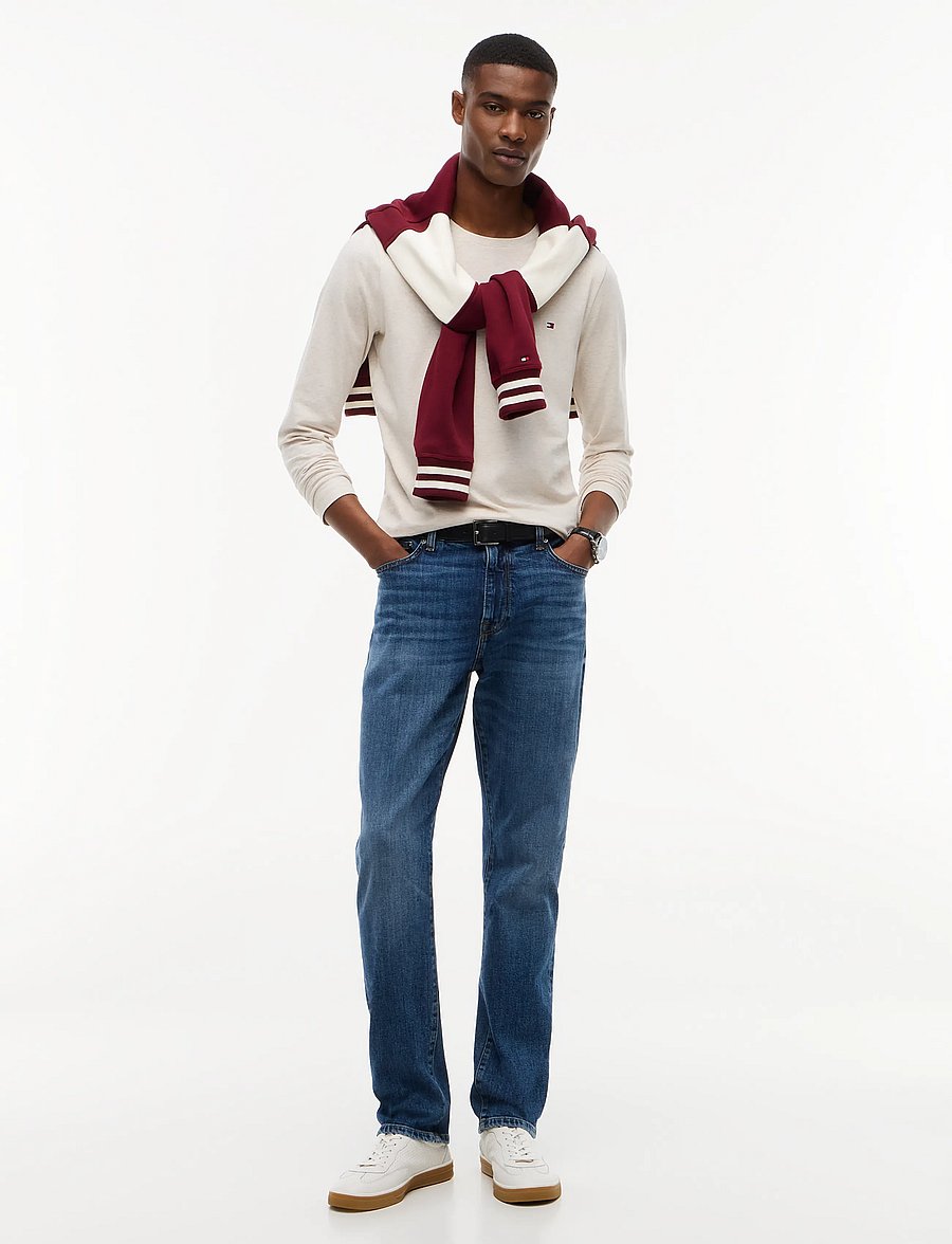 Tommy Hilfiger - STRETCH EXTRA SLIM FIT LONG SLEEVE TEE - långärmade t-shirts - heathered oatmilk - 4