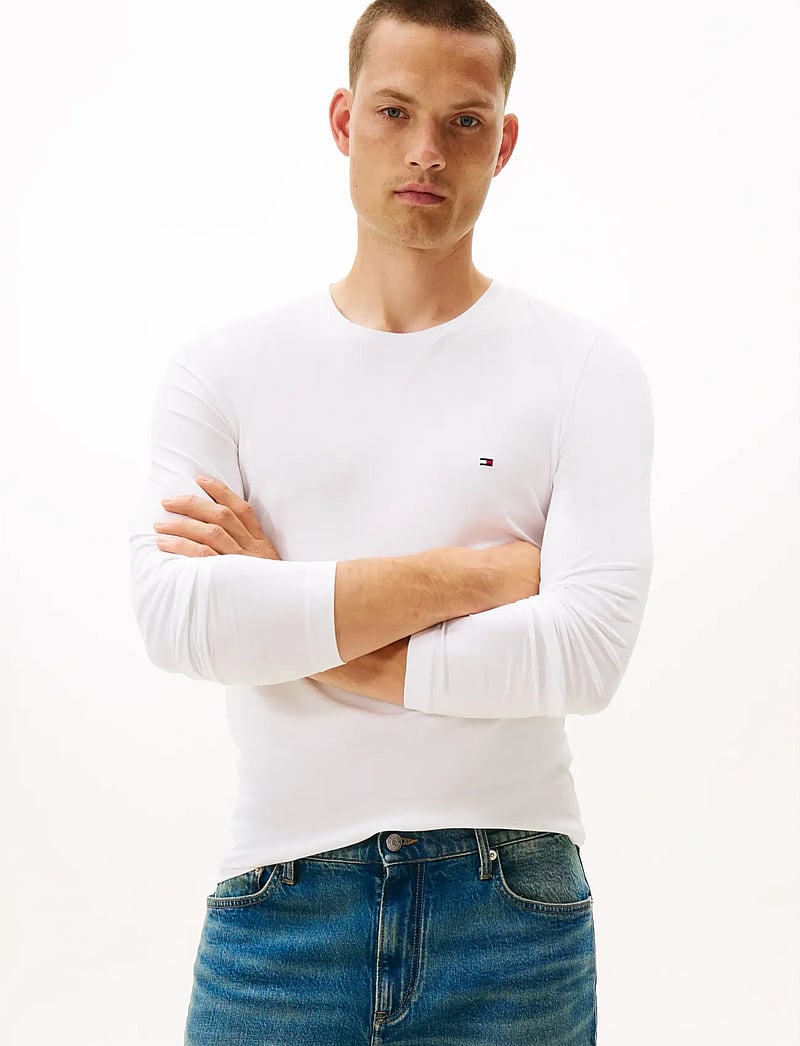 Tommy Hilfiger - STRETCH SLIM FIT LONG SLEEVE TEE - pikkade varrukatega t-särgid - white - 1