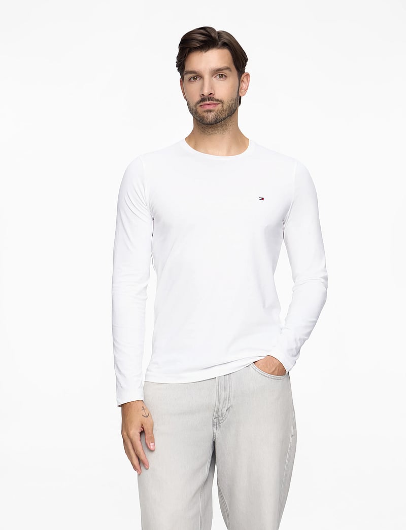 Tommy Hilfiger - STRETCH SLIM FIT LONG SLEEVE TEE - pikkade varrukatega t-särgid - white - 0