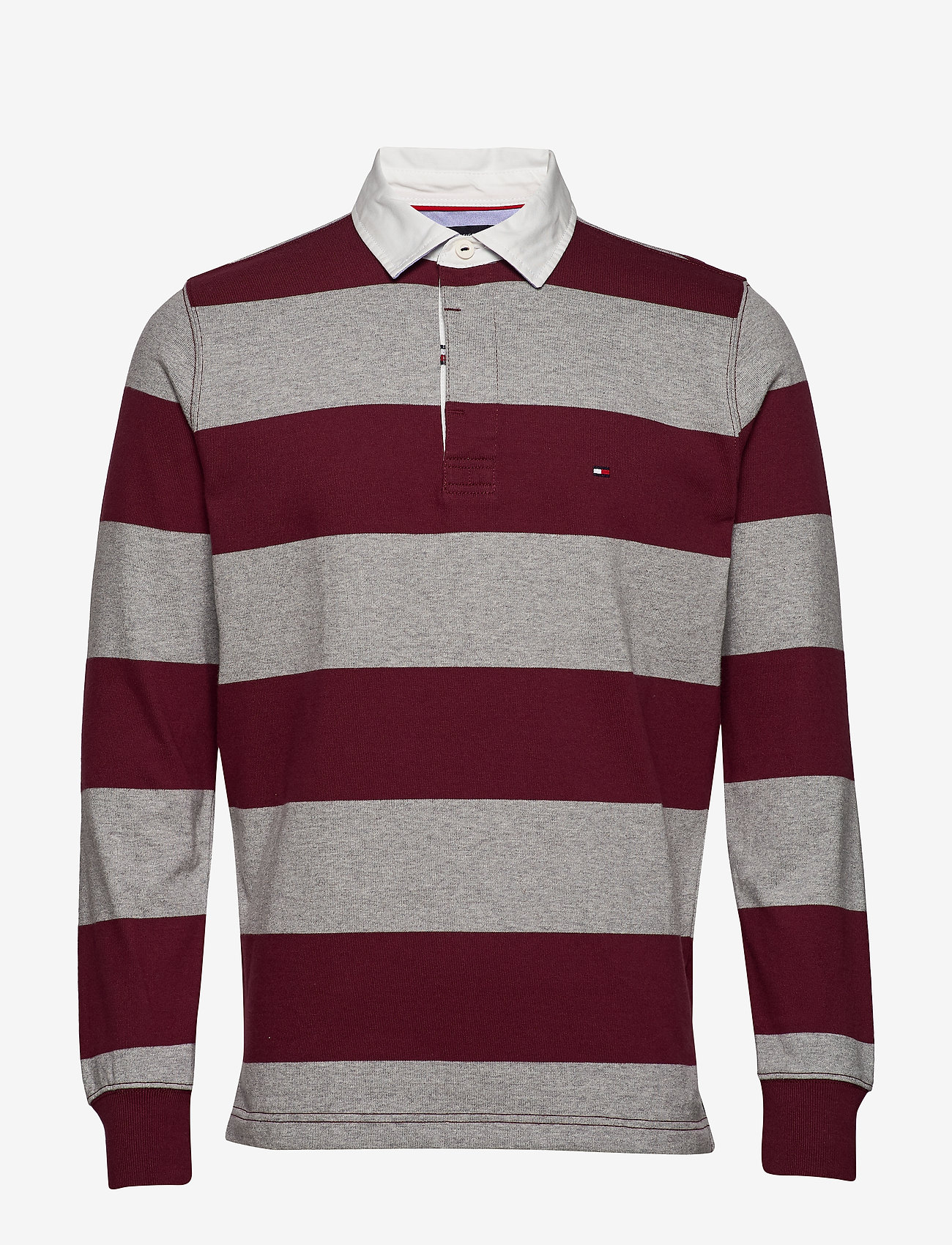 Tommy Hilfiger - ICONIC BLOCK STRIPE RUGBY - cloud heather  / tawny port - 0
